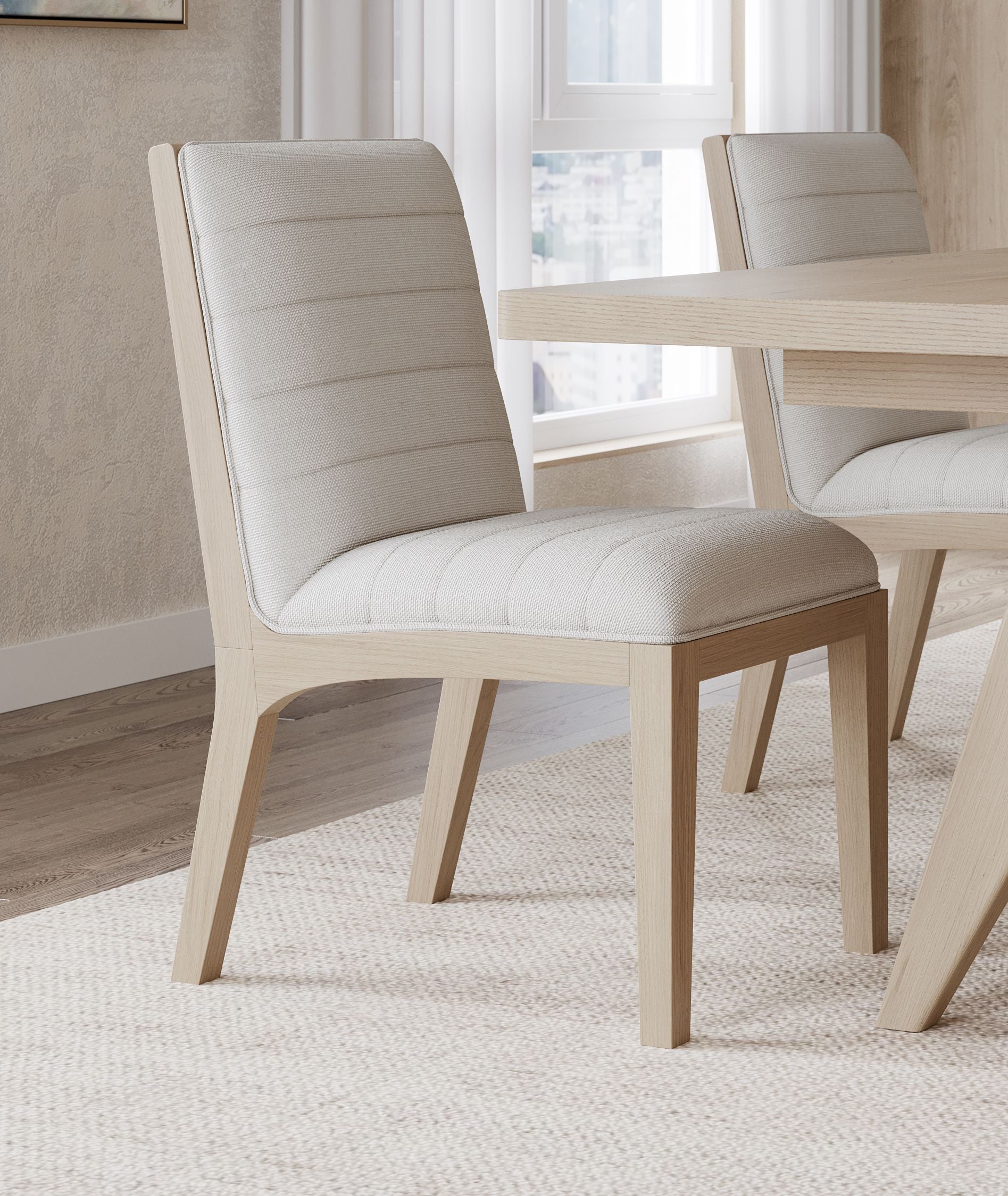 Sumire Solid Wood Dining Chair in Ginger and Natural Linen (Set of 2)
