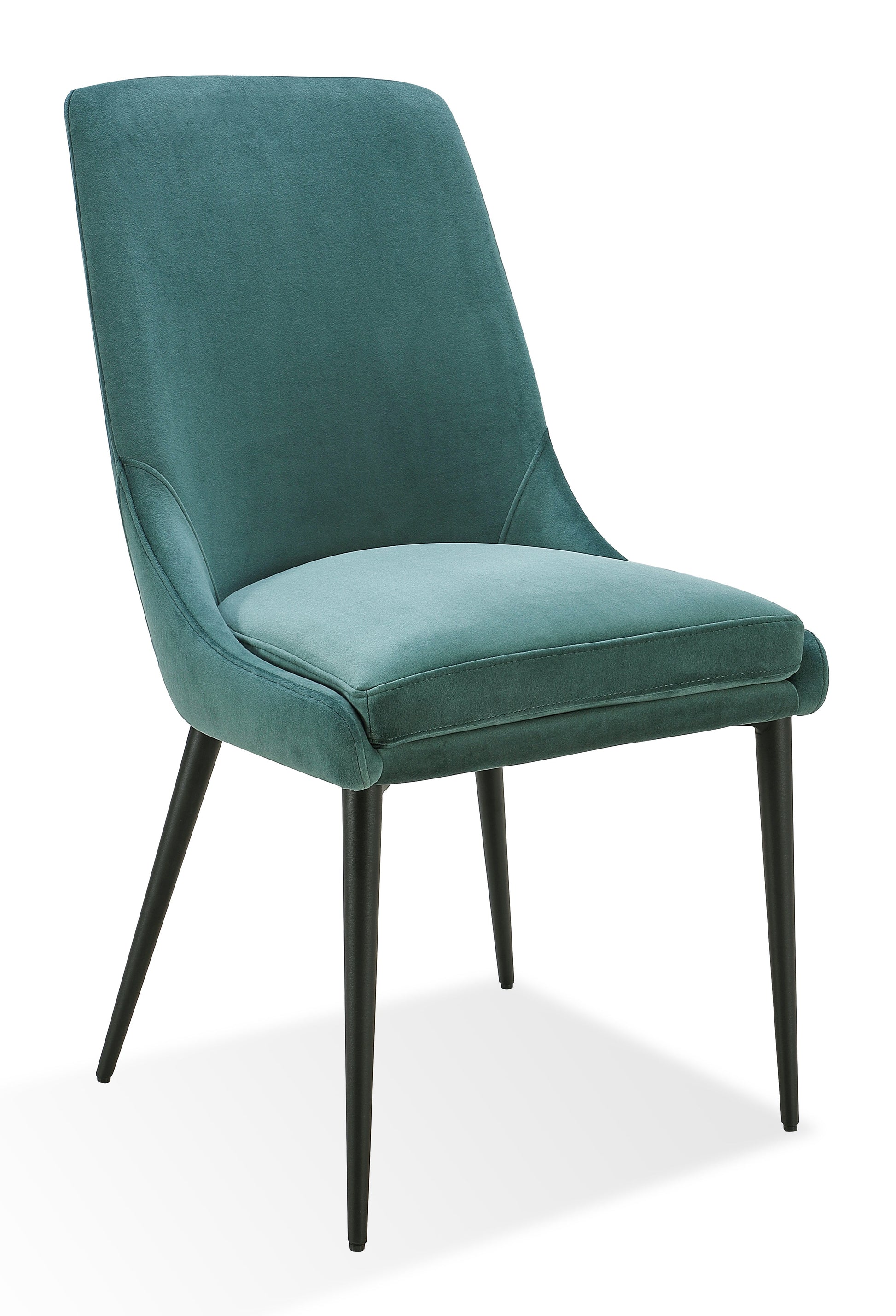 Winston Upholstered Metal Leg Dining Chair in Smoked Green and Black (Set of 2) - What A Room