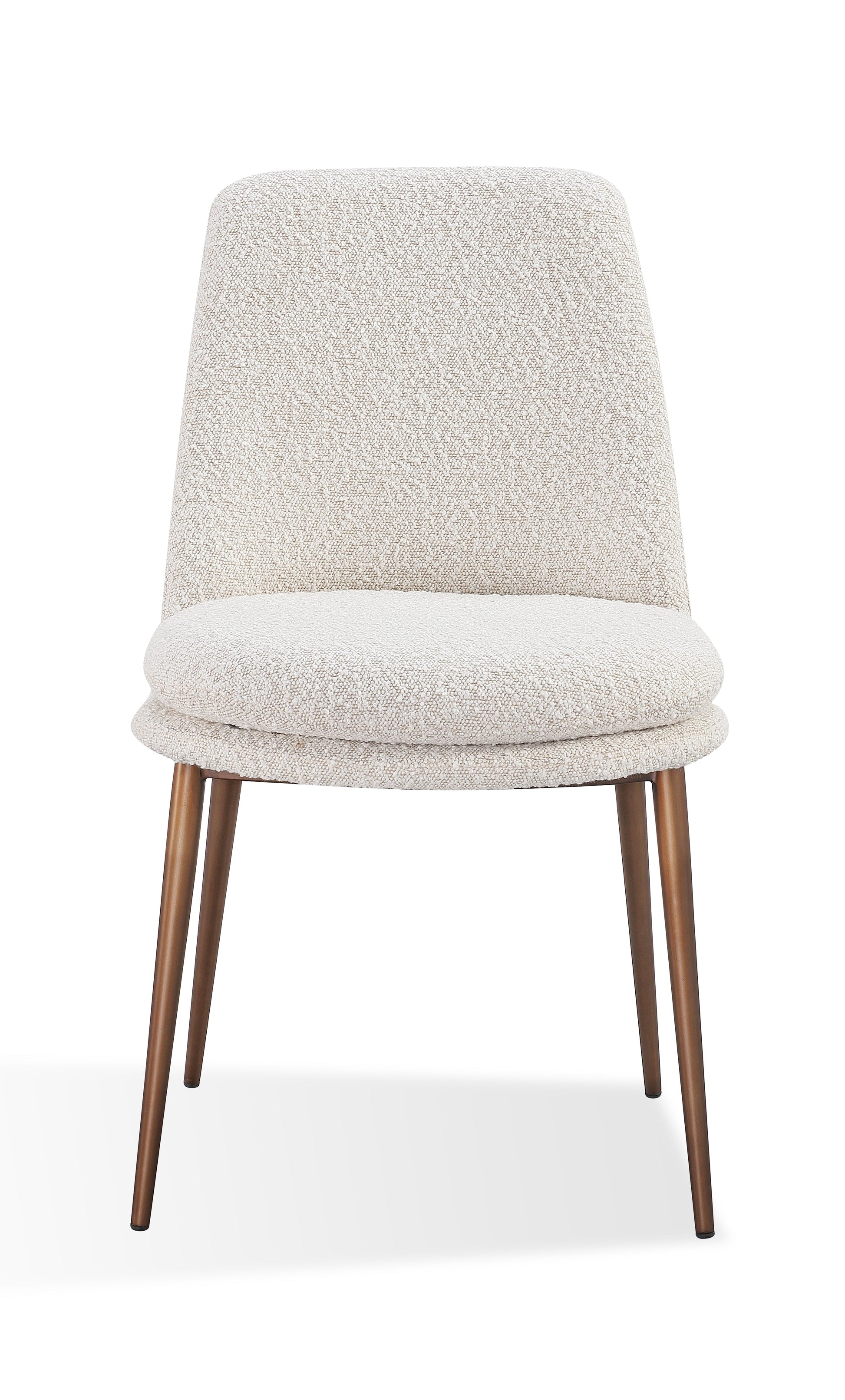 Wyatt Upholstered Dining Chair in Ricotta Boucle and Bronze Metal (Set of 2) - What A Room