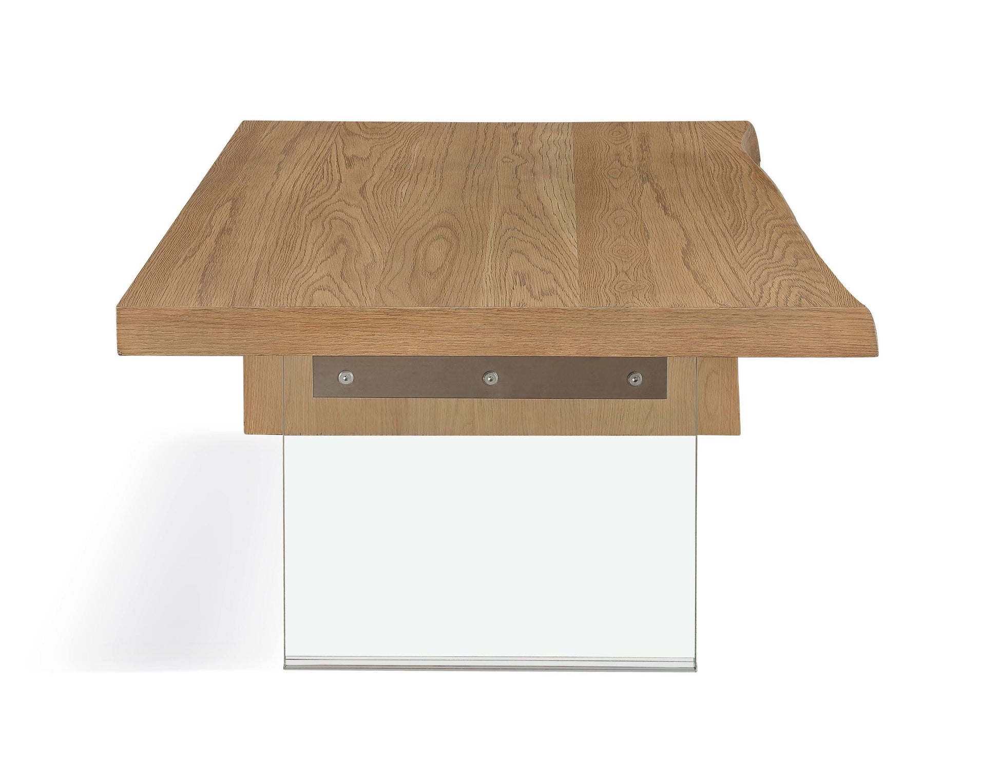 One Live-Edge White Oak and Glass Coffee Table in Bisque - What A Room