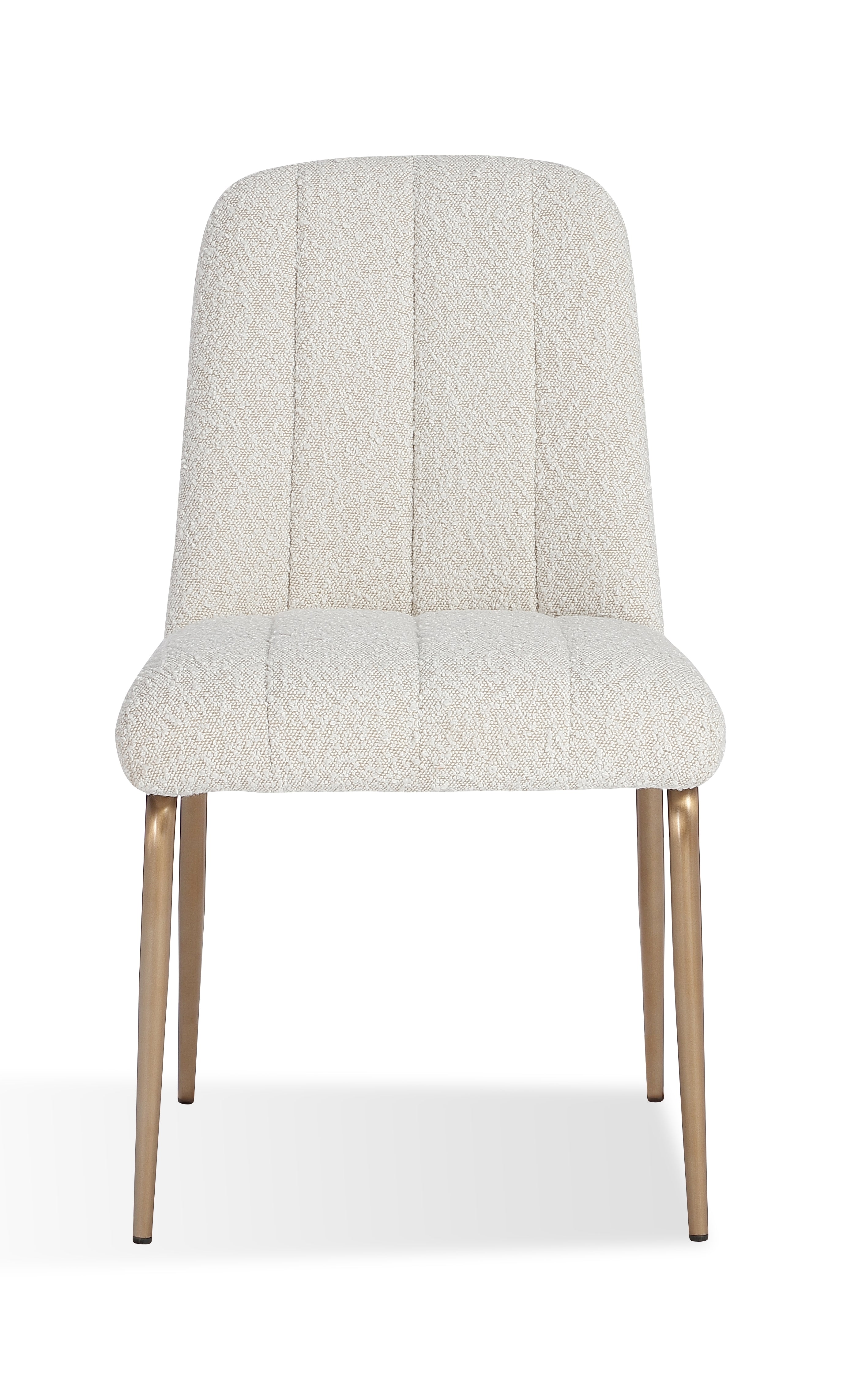 Apollo Upholstered Dining Chair in Ricotta Boucle and Brushed Bronze Metal (Set of 2)