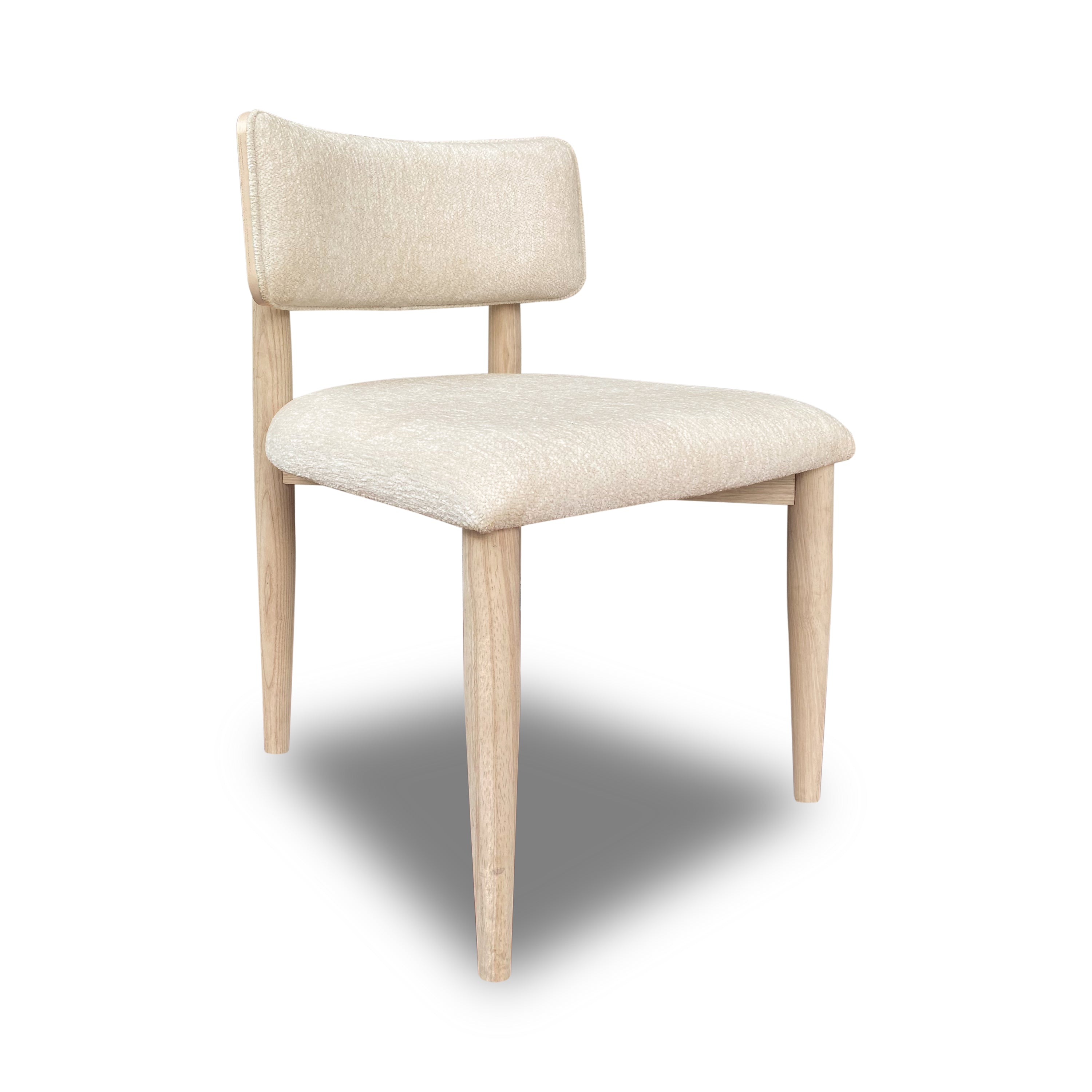 Zinnia Wood Back Dining Chair in White Sand and Dune Chenille (Set of 2)