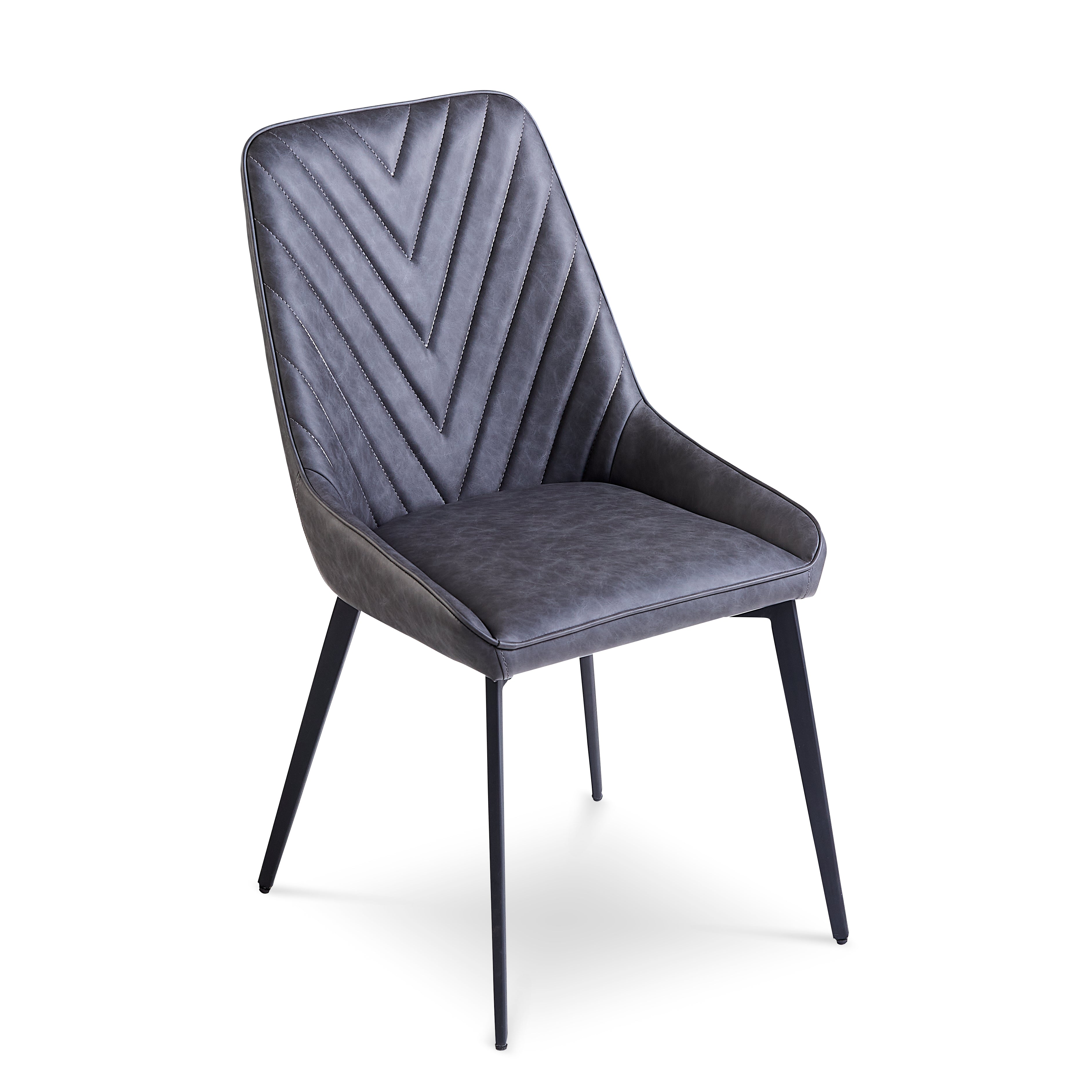 Lucia Metal Leg Upholstered Dining Chair in Charcoal Synthetic Leather (Set of 2)
