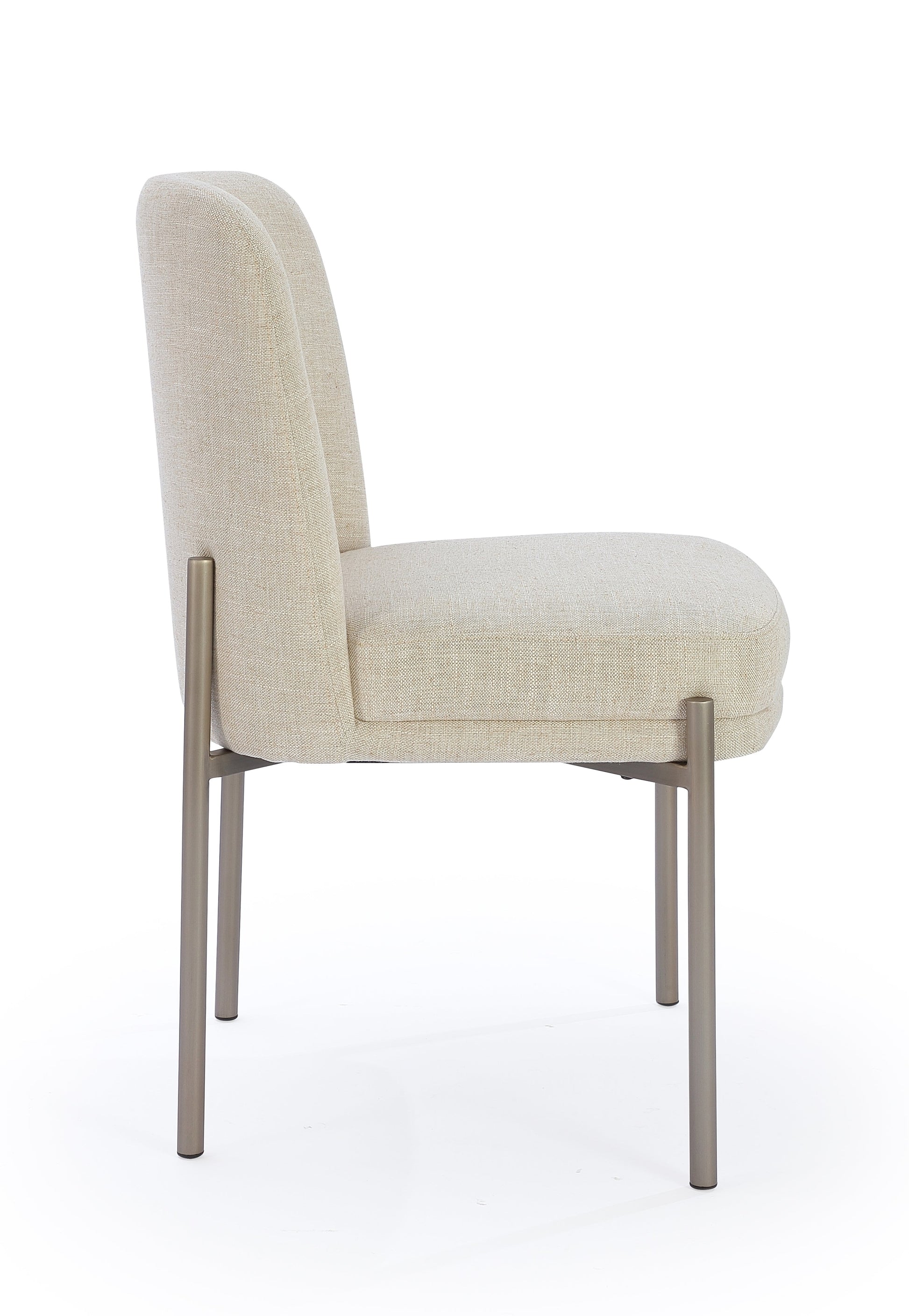 Dion Upholstered Dining Chair in Natural Light Linen and Brushed Nickel Metal (Set of 2) - What A Room