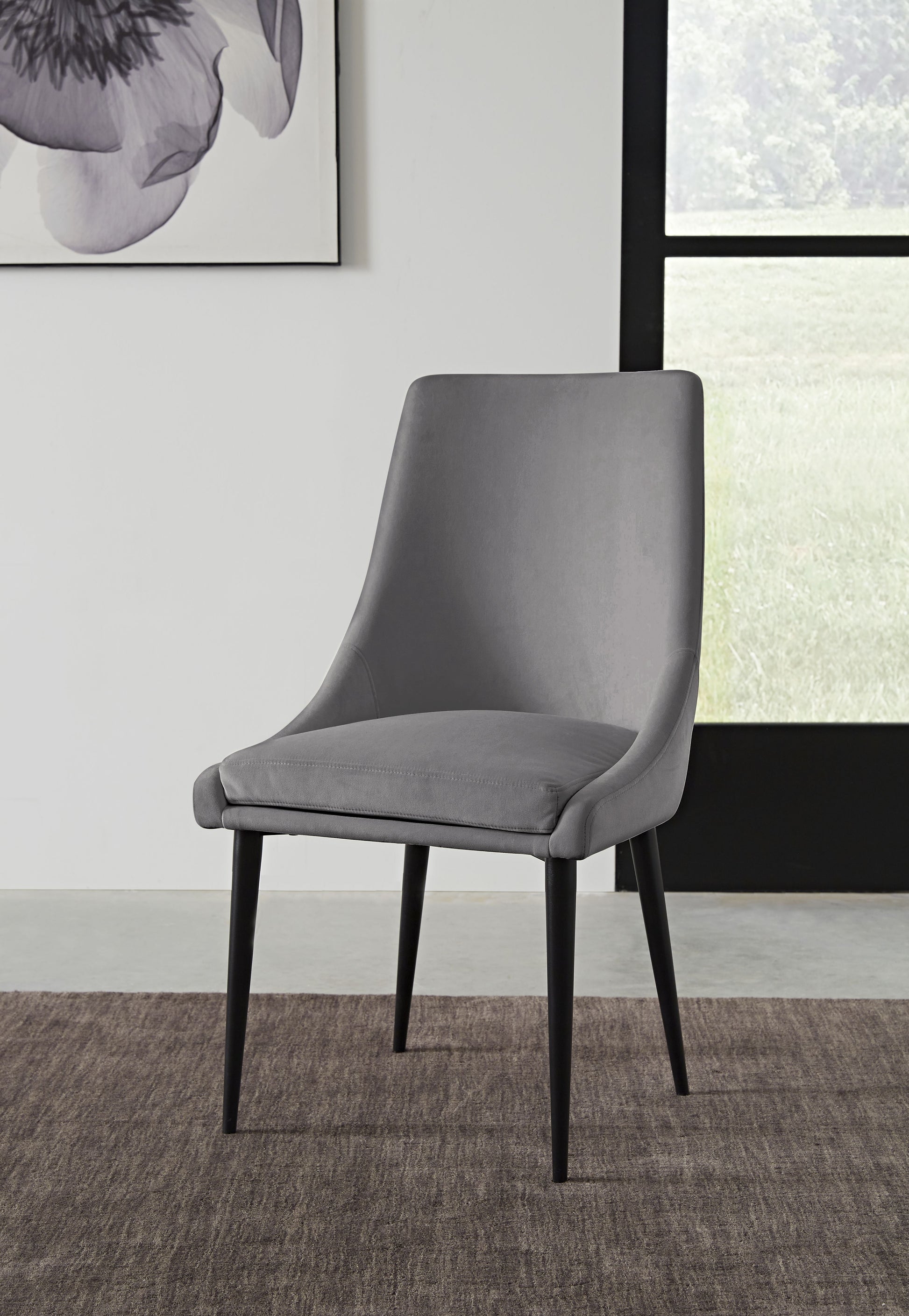 Winston Upholstered Metal Leg Dining Chair in Goose and Black (Set of 2) - What A Room
