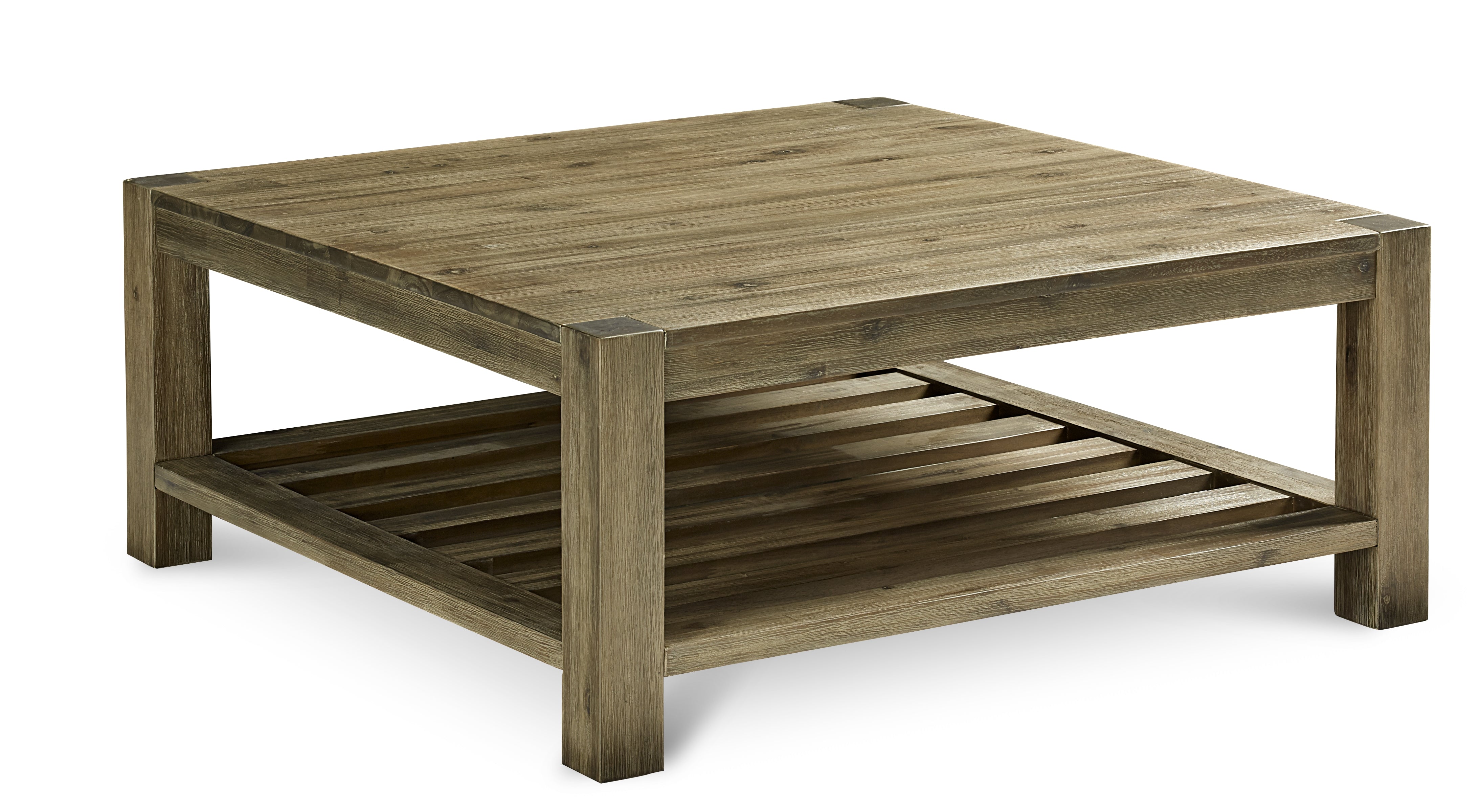 Canyon Solid Wood Square Coffee Table in Washed Grey