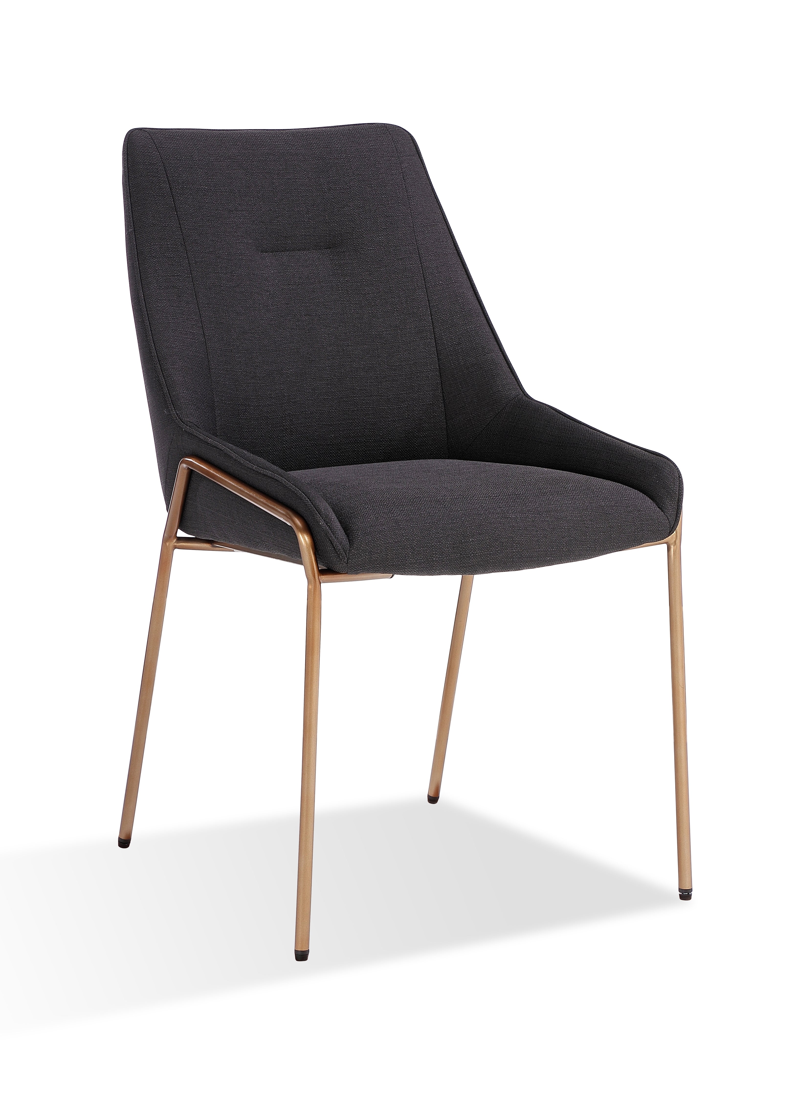 Cyrus Upholstered Dining Chair in Coal Fabric and Brushed Bronze Metal (Set of 2)