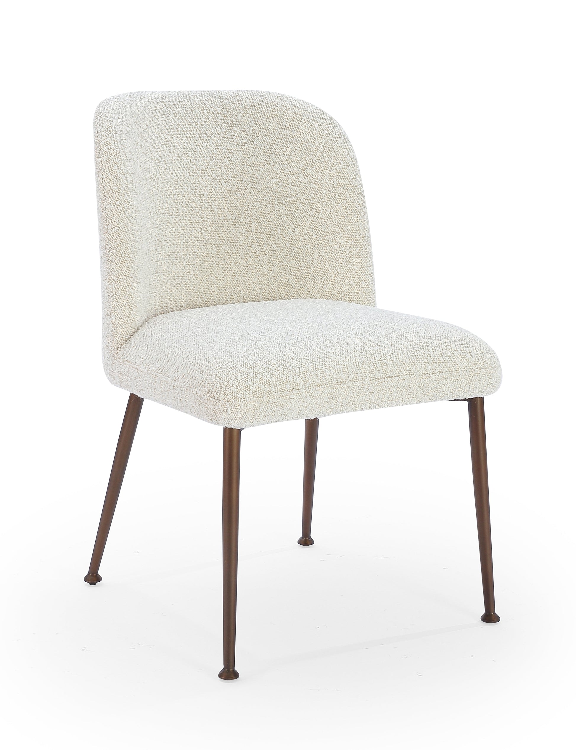 Avery Upholstered Dining Chair in Ricotta Boucle and Bronze Metal (Set of 2) - What A Room