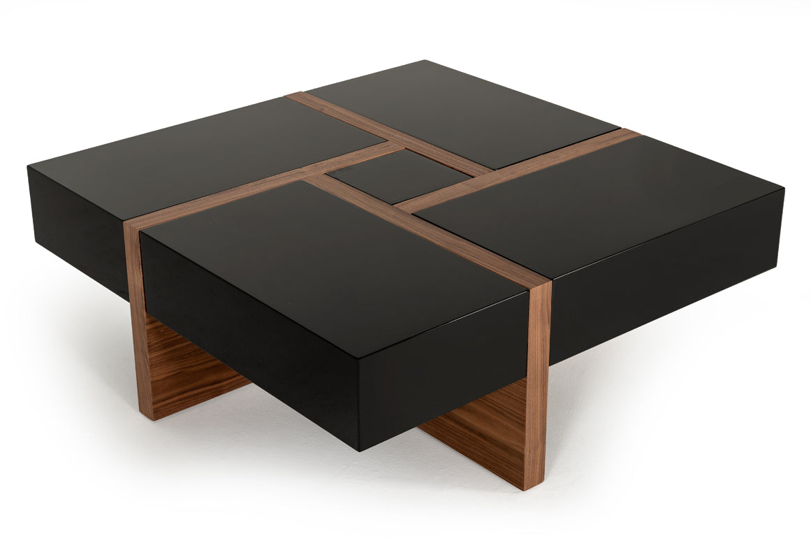 Modrest Makai Modern Black & Walnut Coffee Table