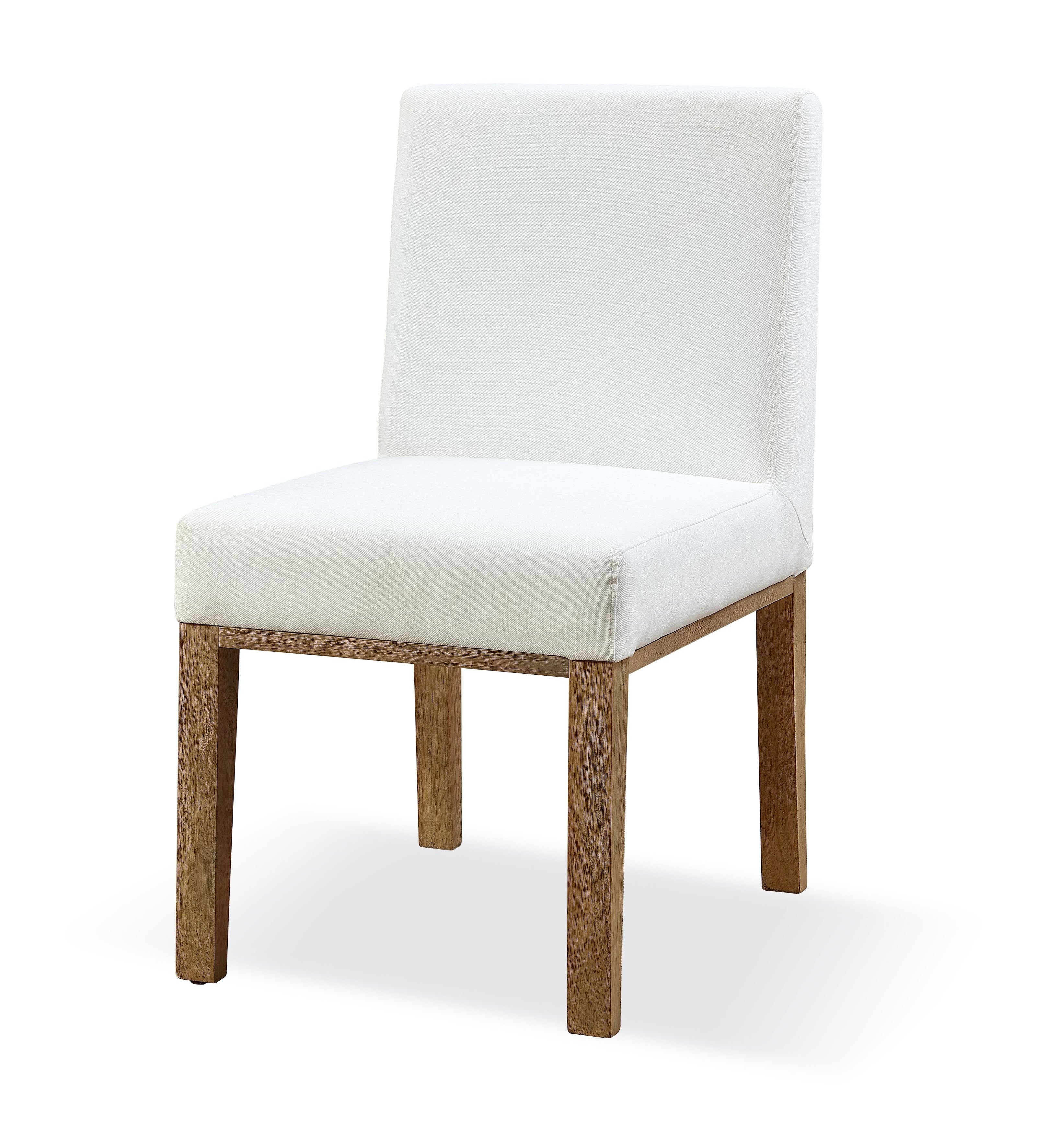 One Modern Coastal Upholstered Dining Side Chair in White Pearl and Bisque (Set of 2)