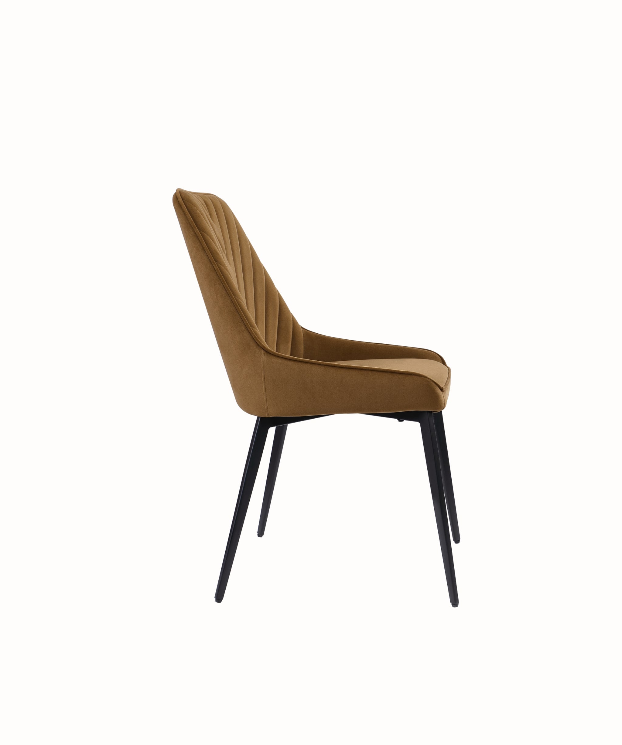 Lucia Upholstered Dining Chair in Cognac Velvet and Black Metal (Set of 2)