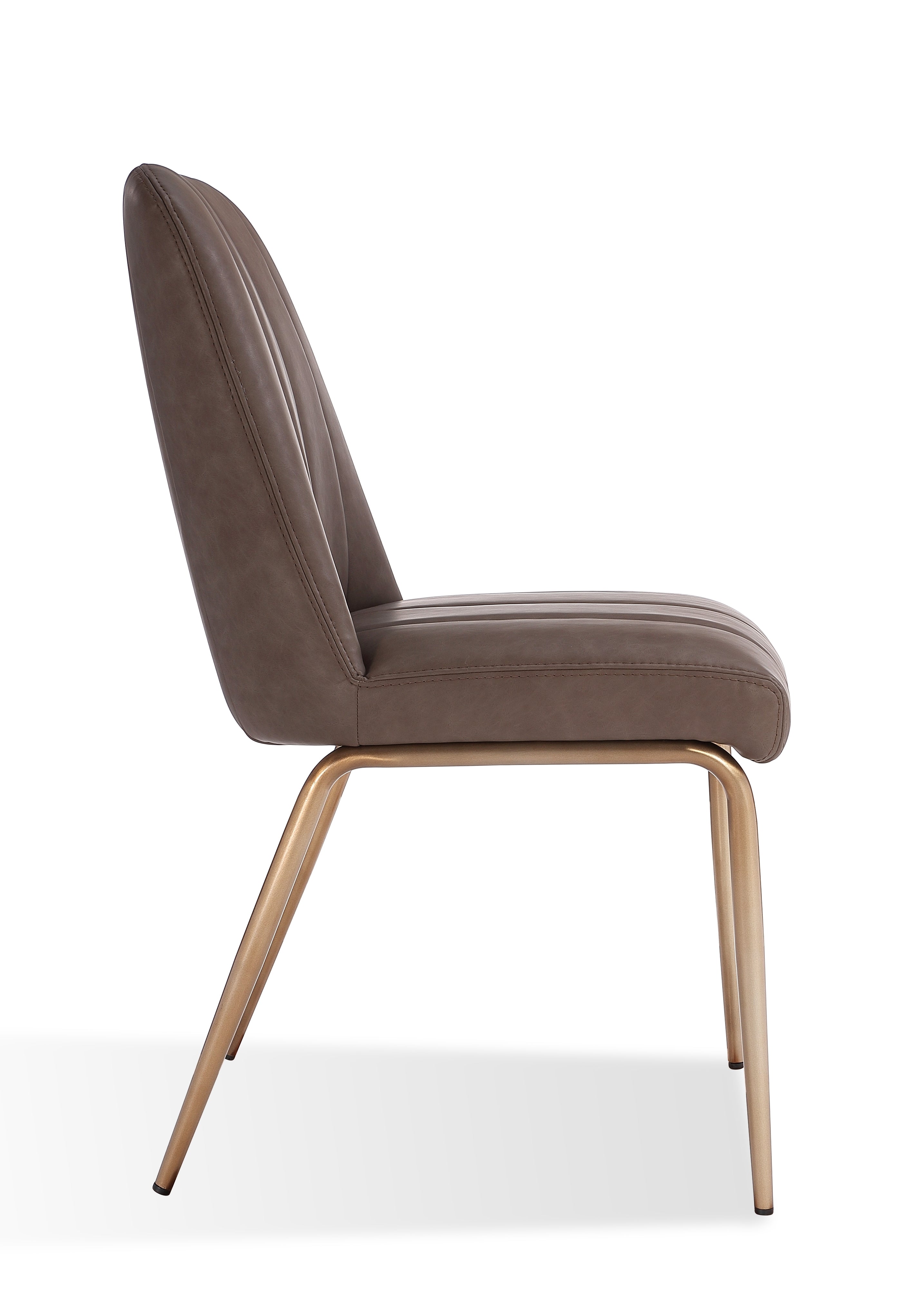 Apollo Upholstered Dining Chair in Cinnamon Synthetic Leather and Brushed Bronze Metal (Set of 2)