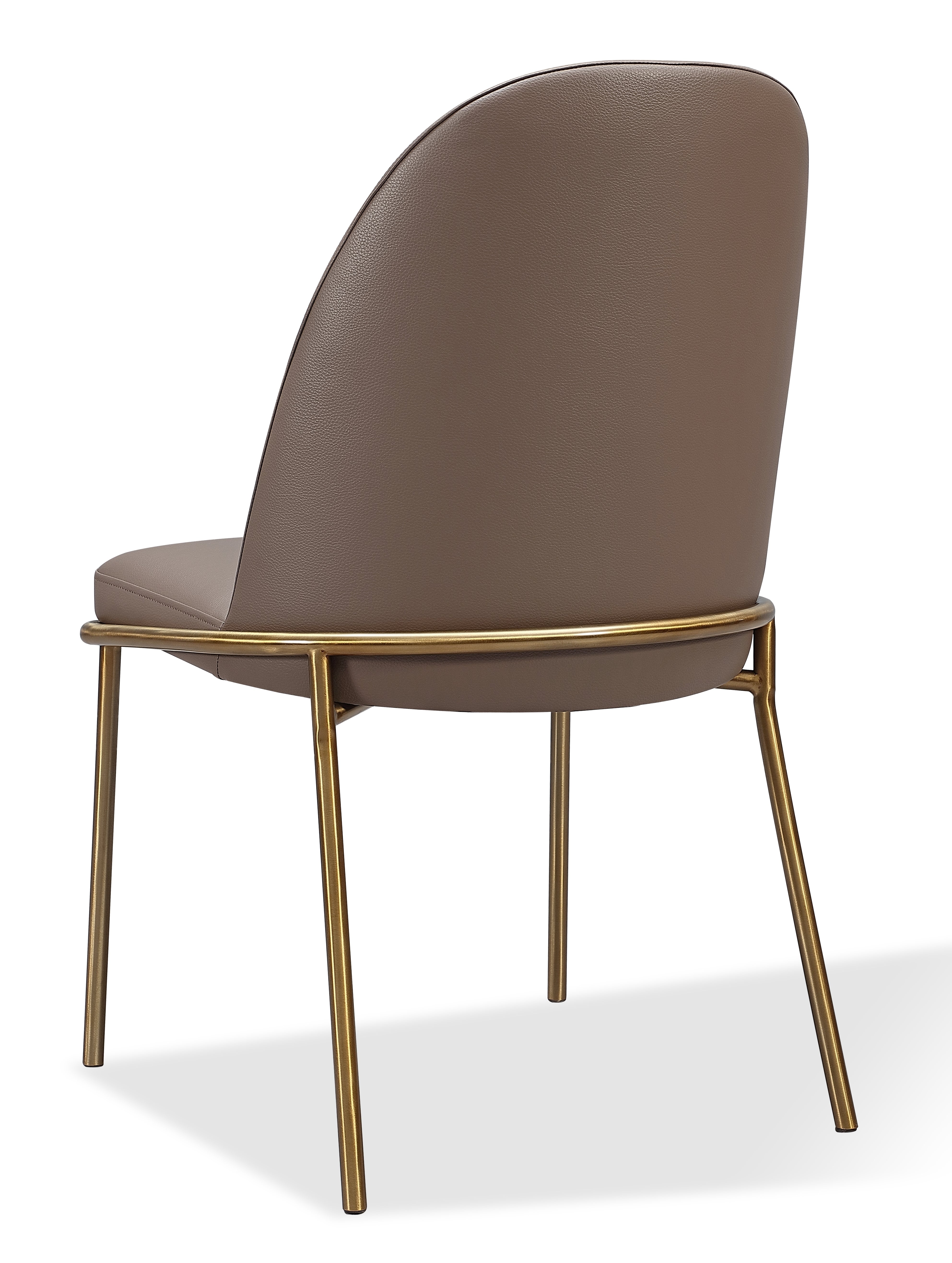 Doheny Leather Upholstered Metal Leg Dining Chair in Boots and Brass (Set of 2)