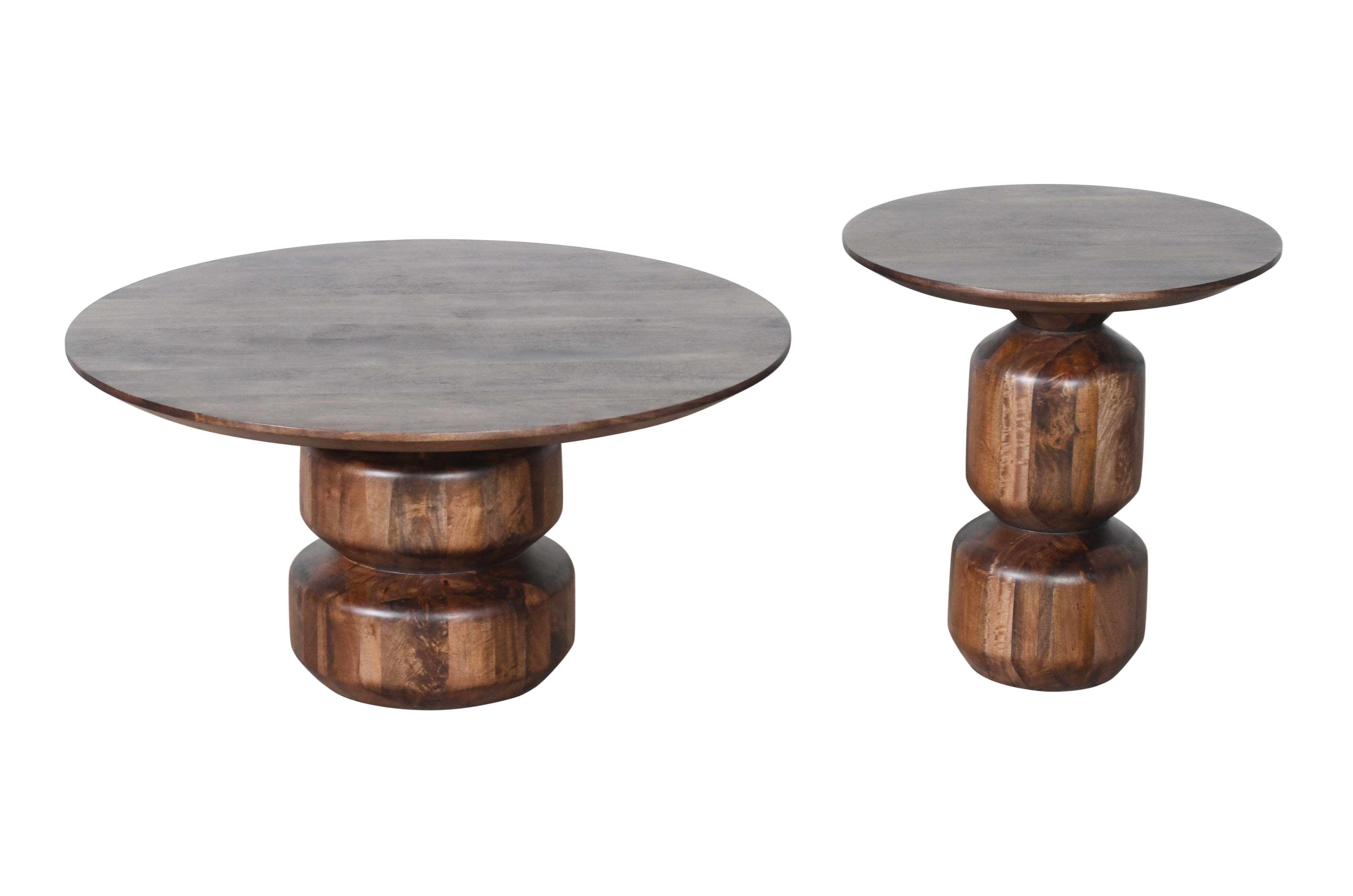 Virton Solid Wood Round Coffee Table in Smoked Brown