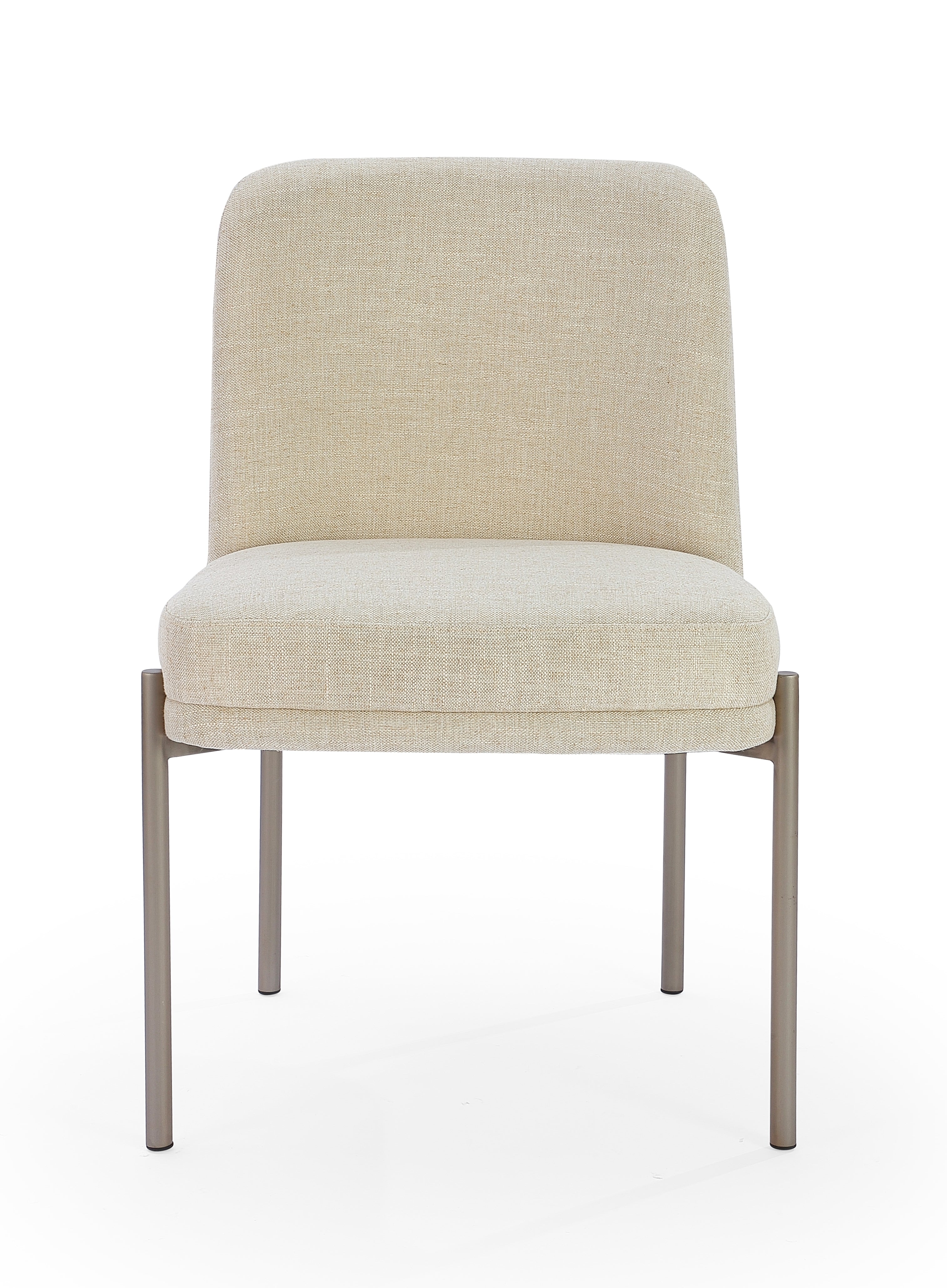 Dion Upholstered Dining Chair in Natural Light Linen and Brushed Nickel Metal (Set of 2)