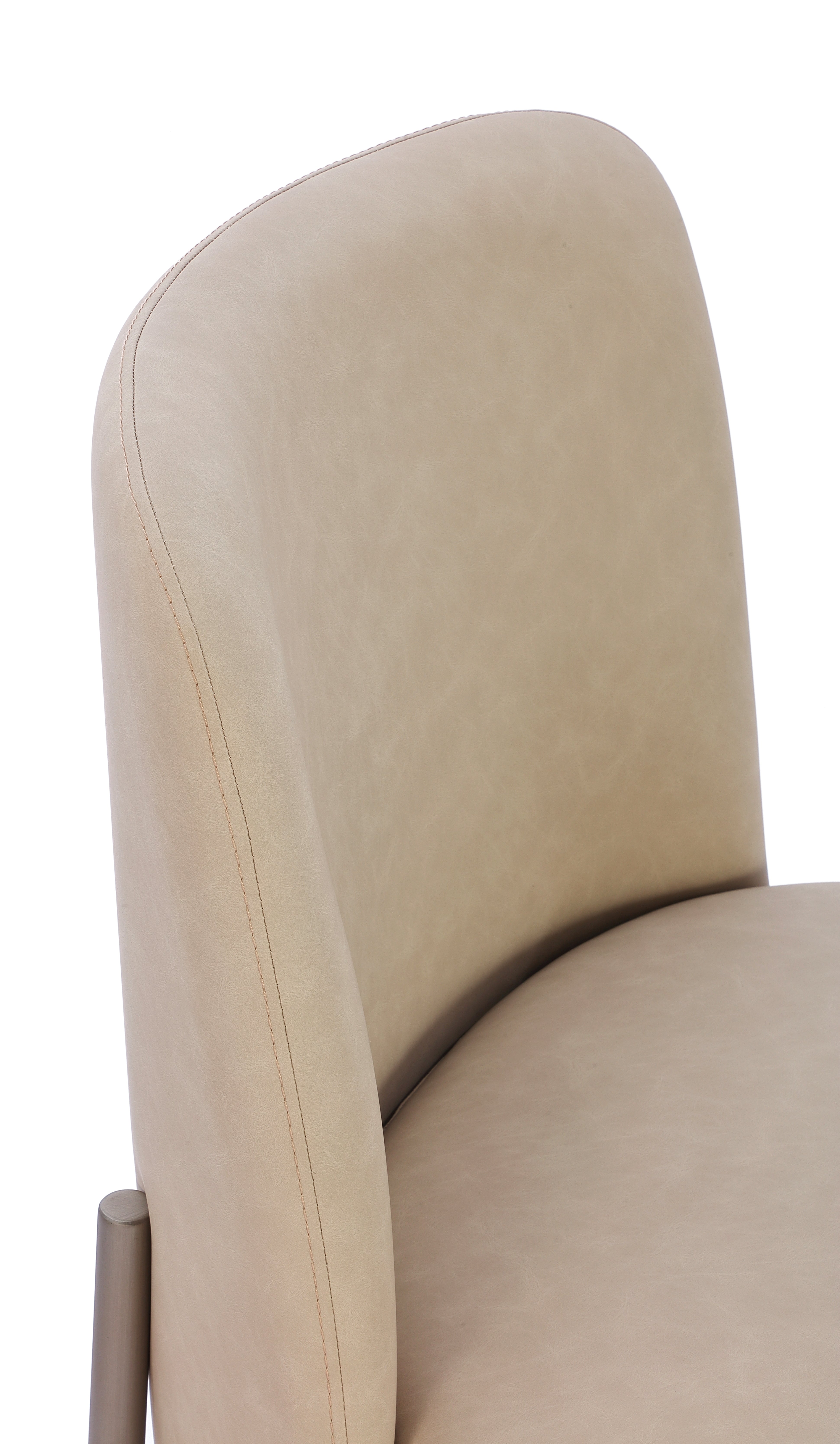 Dion Upholstered Dining Chair in Camel Synthetic Leather and Brushed Nickel Metal (Set of 2)