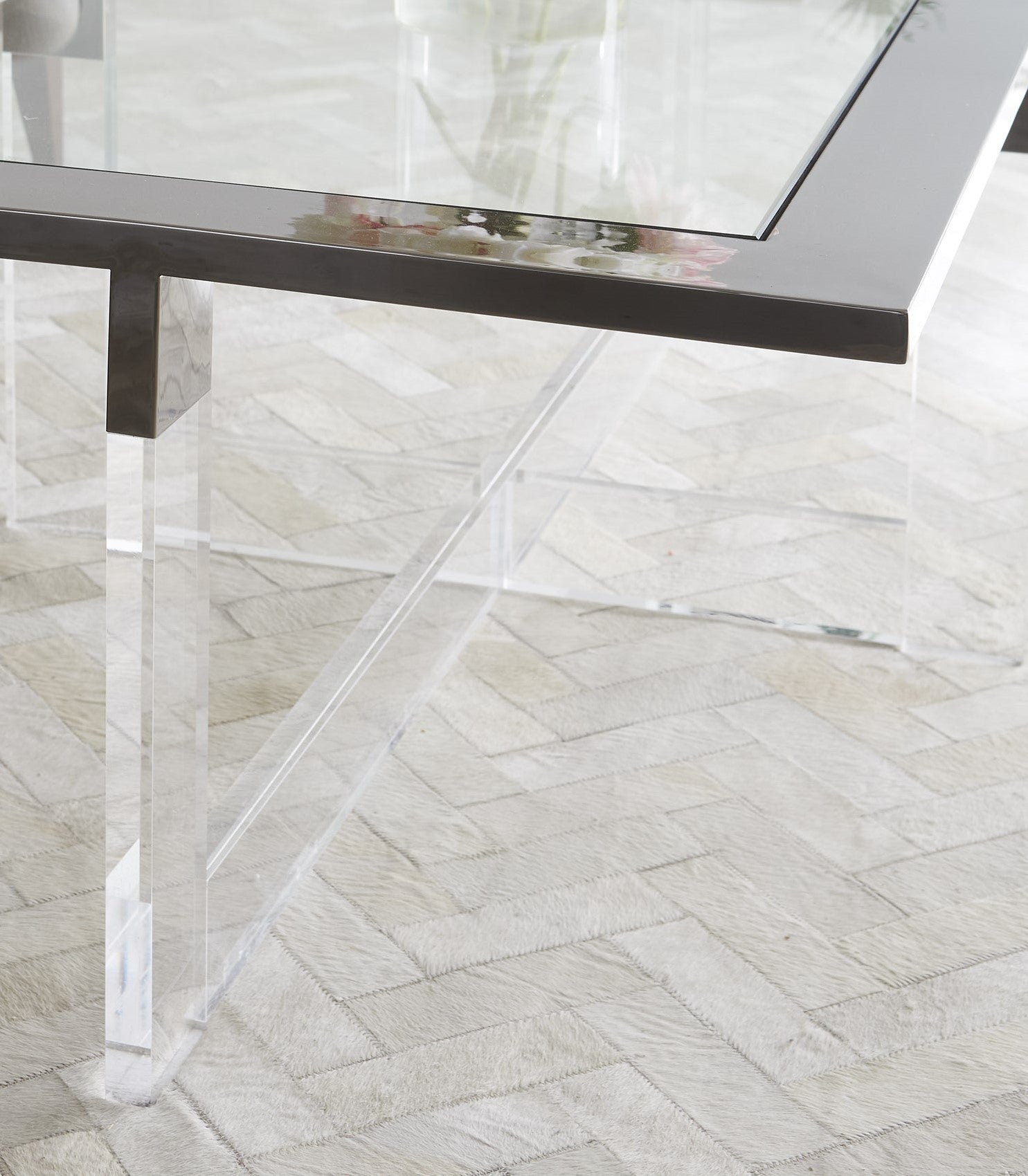 Bastian Coffee Table in Clear Acrylic and Gunmetal Polished Stainless Steel - What A Room