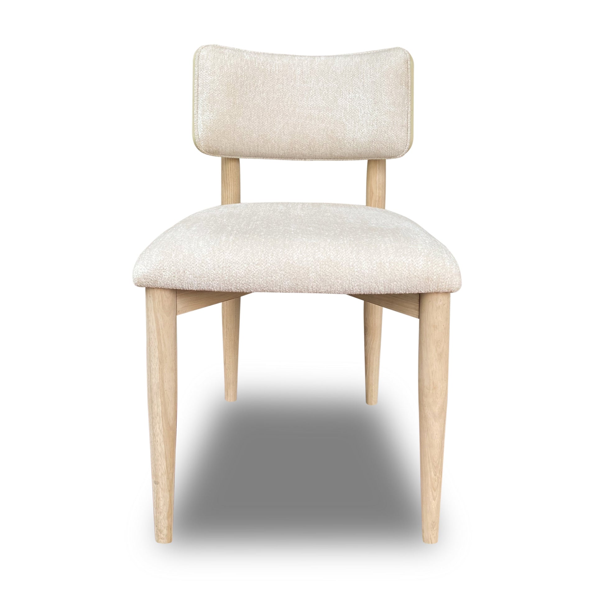 Zinnia Wood Back Dining Chair in White Sand and Dune Chenille (Set of 2) - What A Room