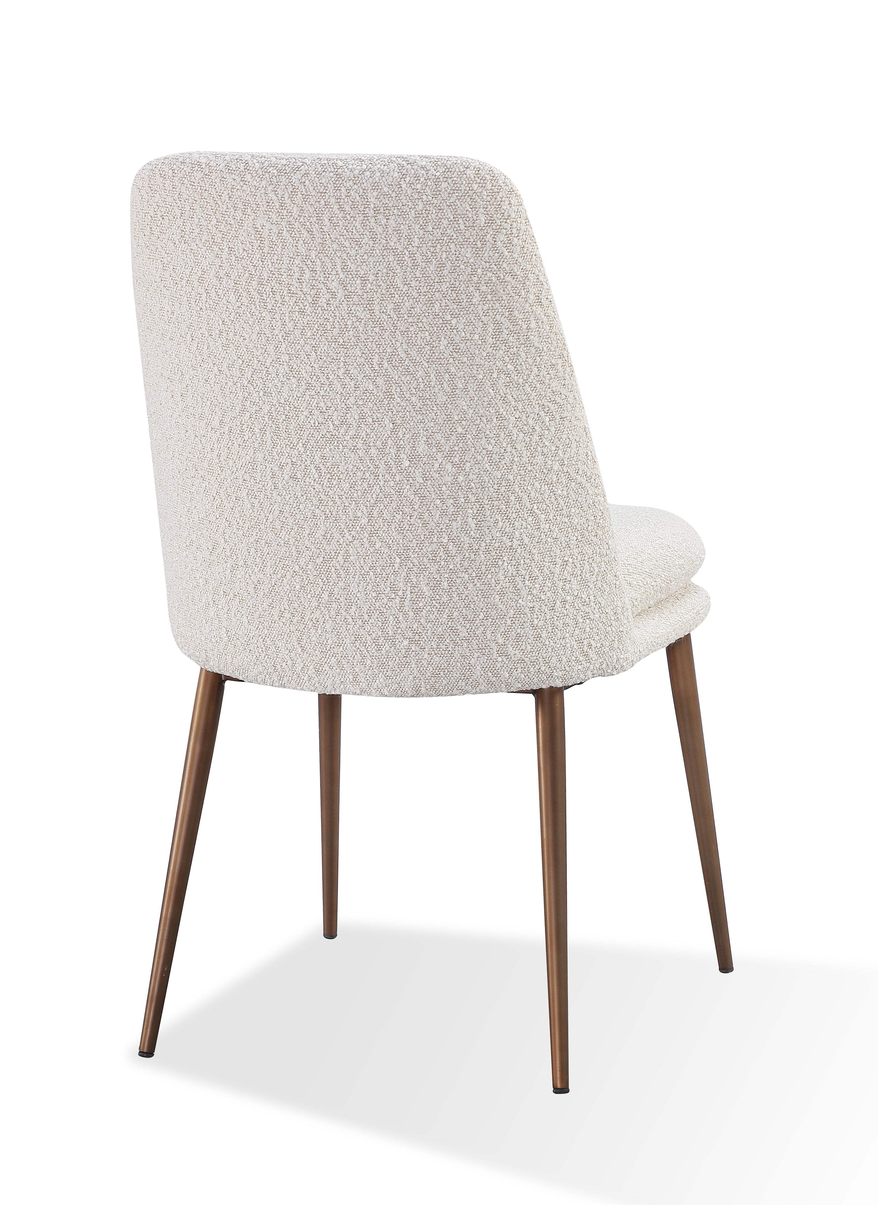 Wyatt Upholstered Dining Chair in Ricotta Boucle and Bronze Metal (Set of 2)