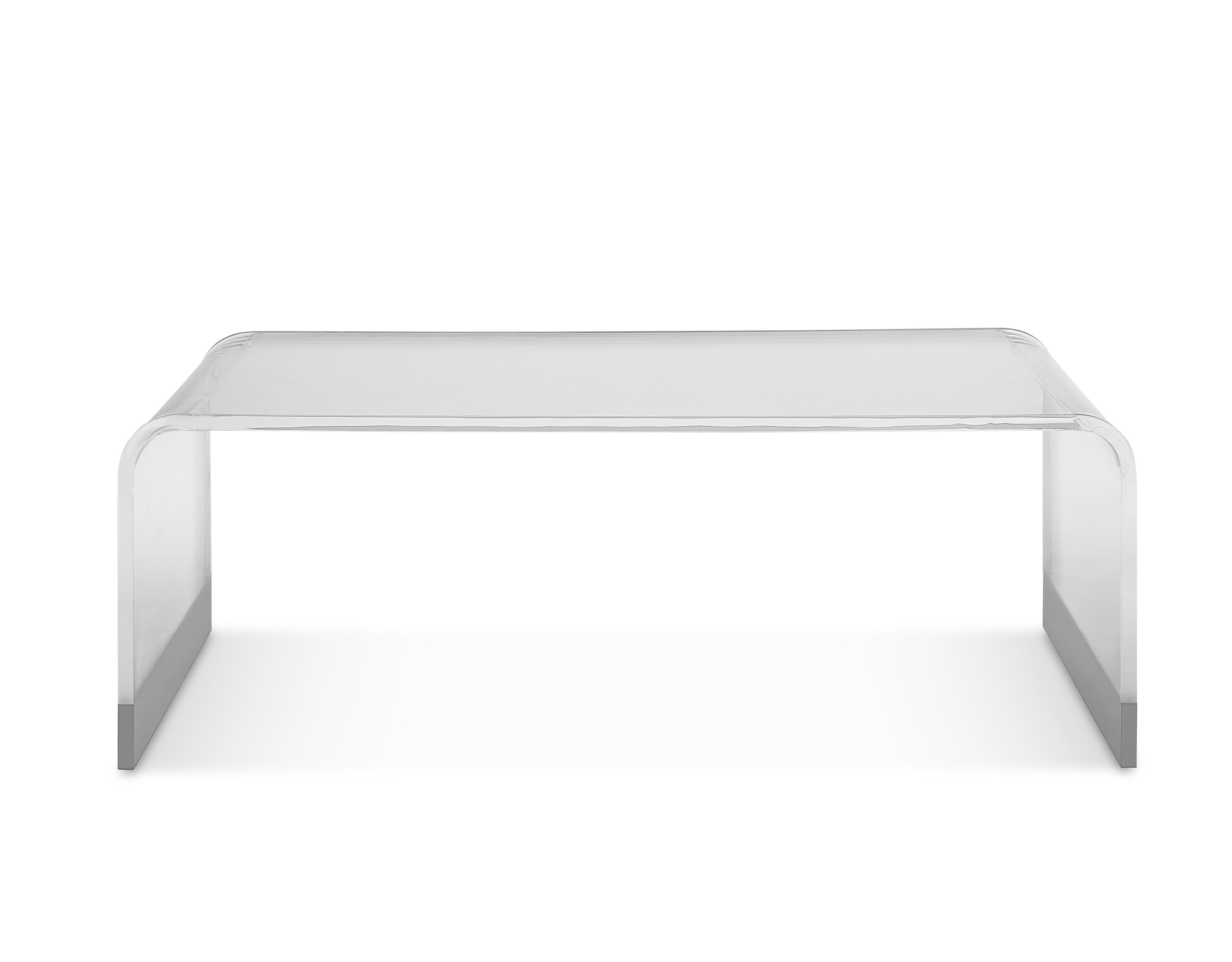 Bowie Coffee Table in Clear Acrylic and Brushed Stainless Steel