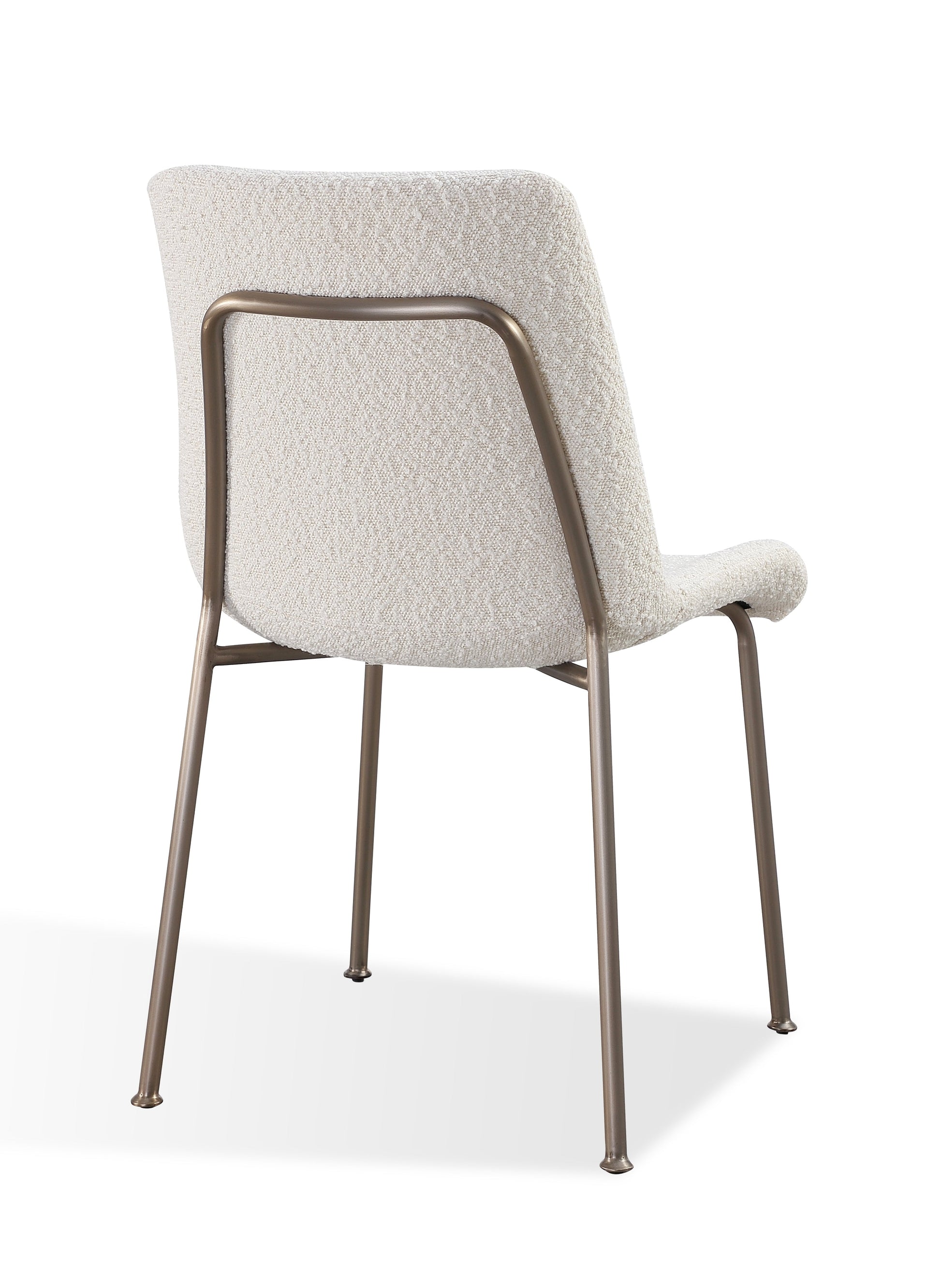Jade Upholstered Dining Chair in Cottage Cheese Boucle and Brushed Nickel Metal (Set of 2) - What A Room