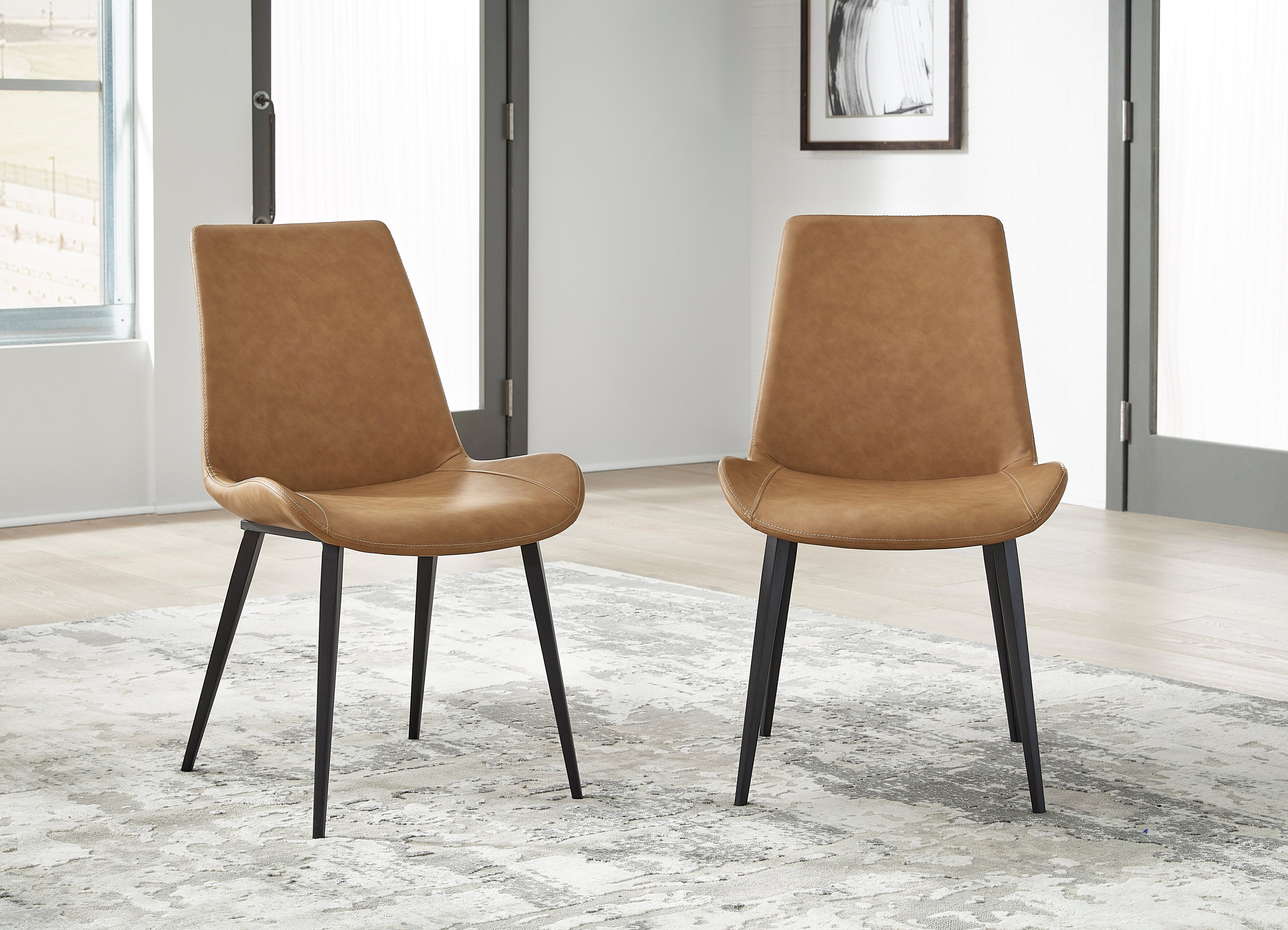 Nicoya Upholstered Dining Chair in Buckskin Synthetic Leather and Black (Set of 2)