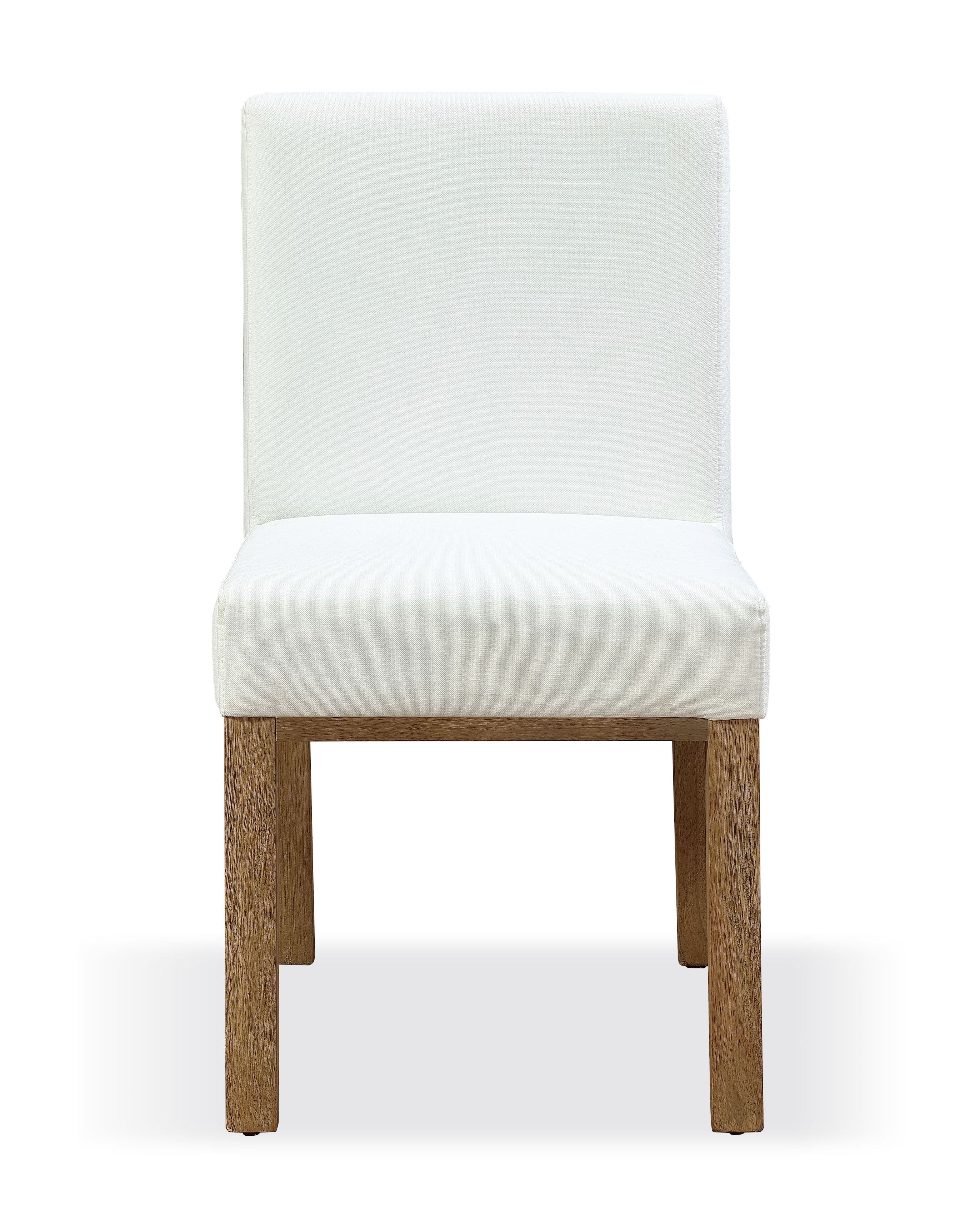 One Modern Coastal Upholstered Dining Side Chair in White Pearl and Bisque (Set of 2)