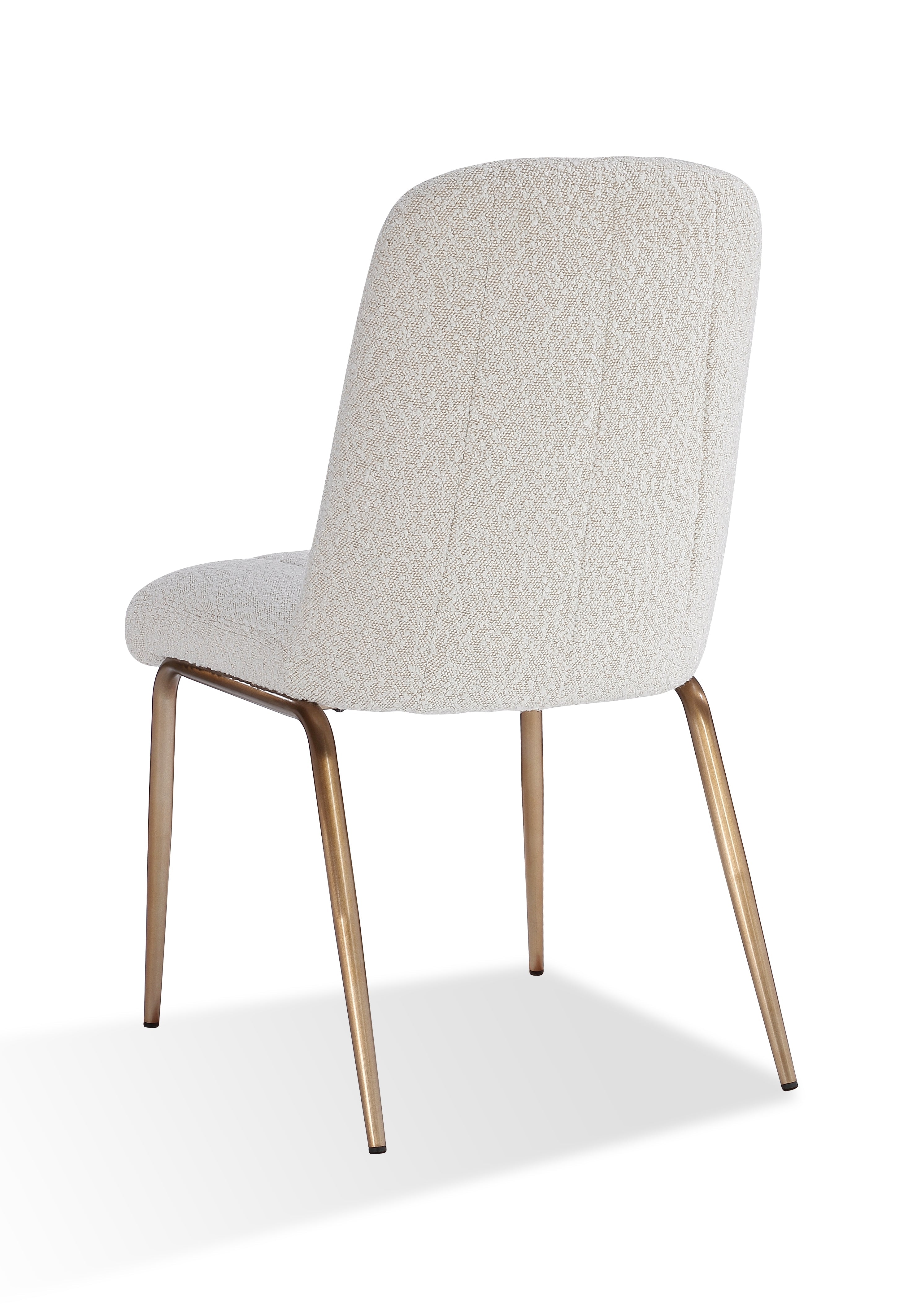 Apollo Upholstered Dining Chair in Ricotta Boucle and Brushed Bronze Metal (Set of 2)