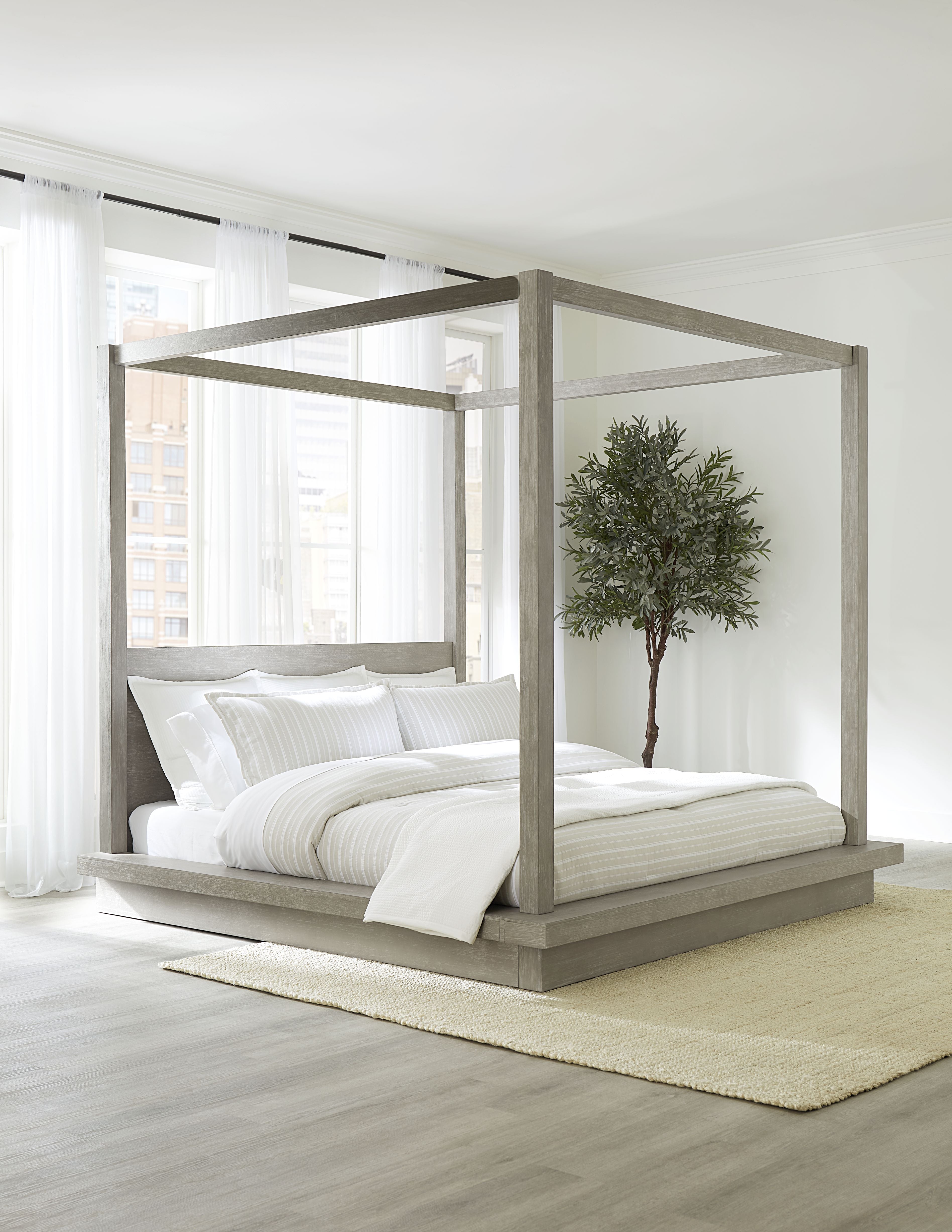 Melbourne Wood Canopy Bed in Mineral