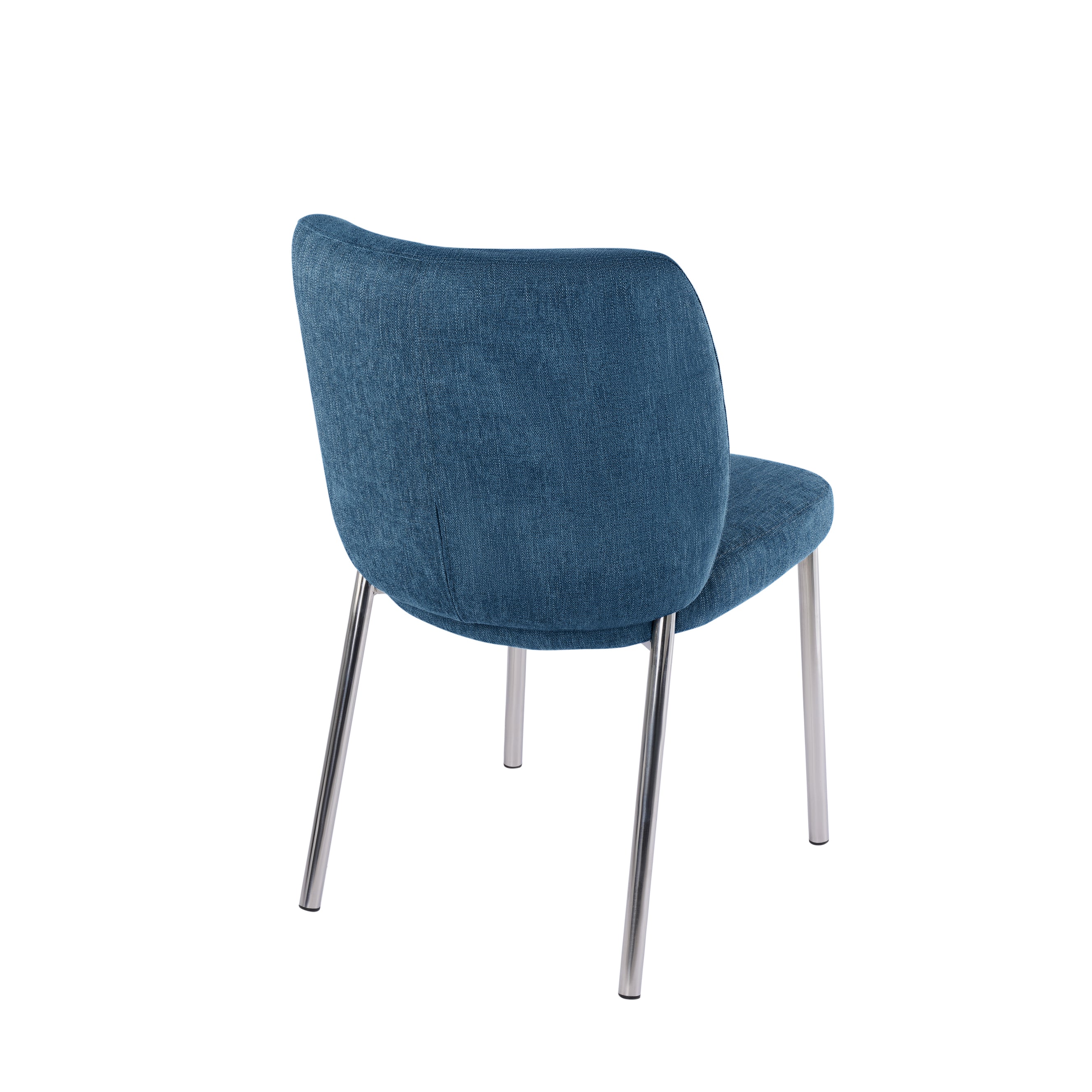 Fomo Chenille-upholstered Stainless Steel Base Dining Chair in Azure (Set of 2)