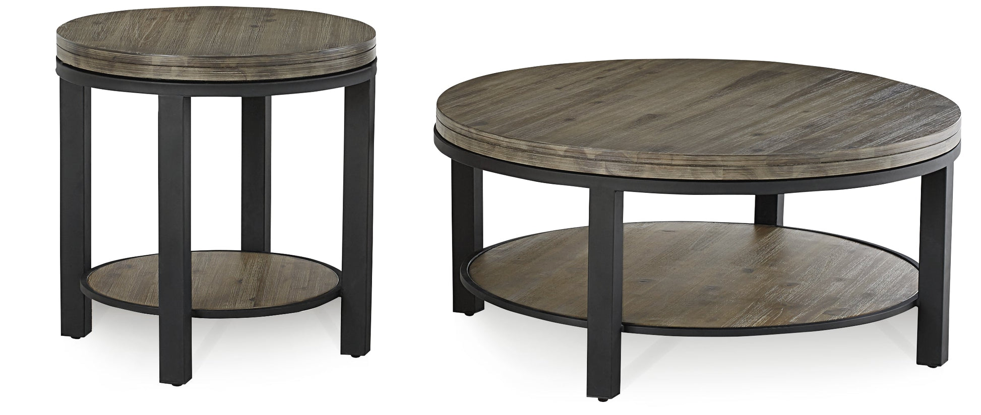 Canyon Solid Wood and Metal Round Coffee Table in Washed Grey - What A Room