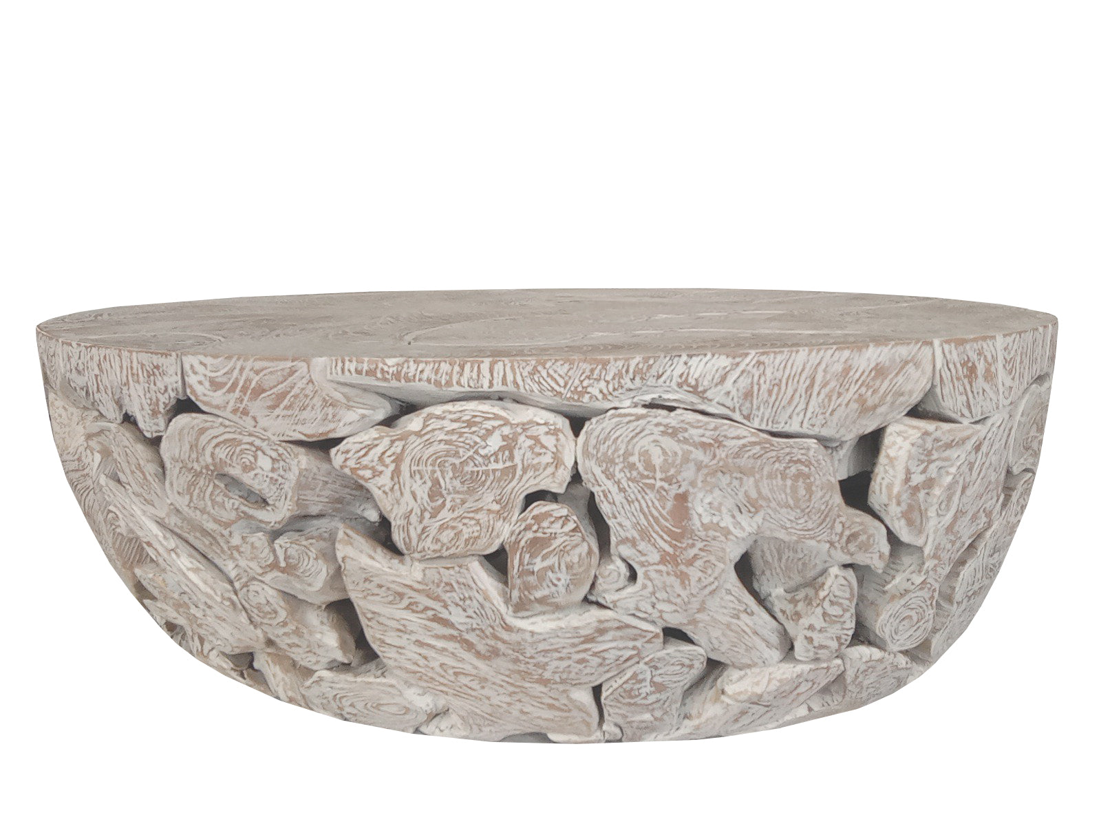 One Teak Slice Solid Wood Coffee Table in Bleached Teak - What A Room
