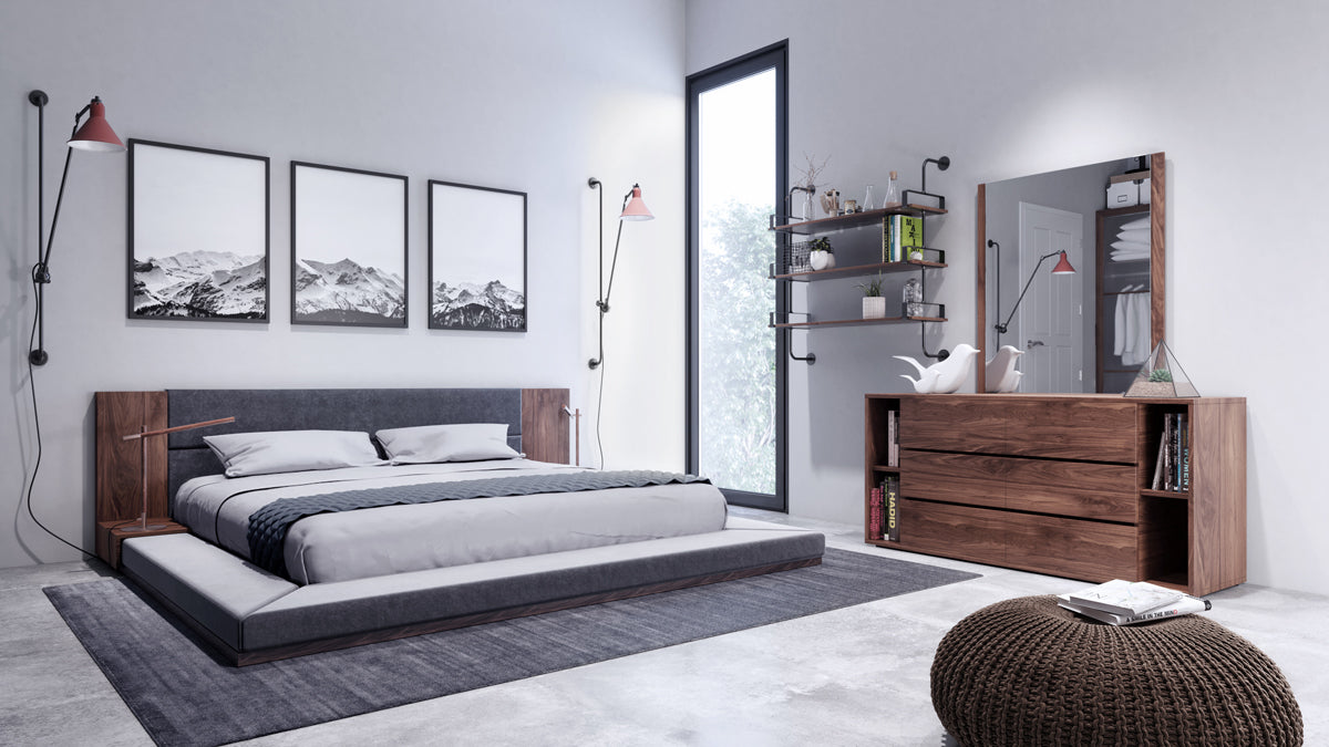 Nova Domus Jagger Modern Dark Grey & Walnut Bed - What A Room