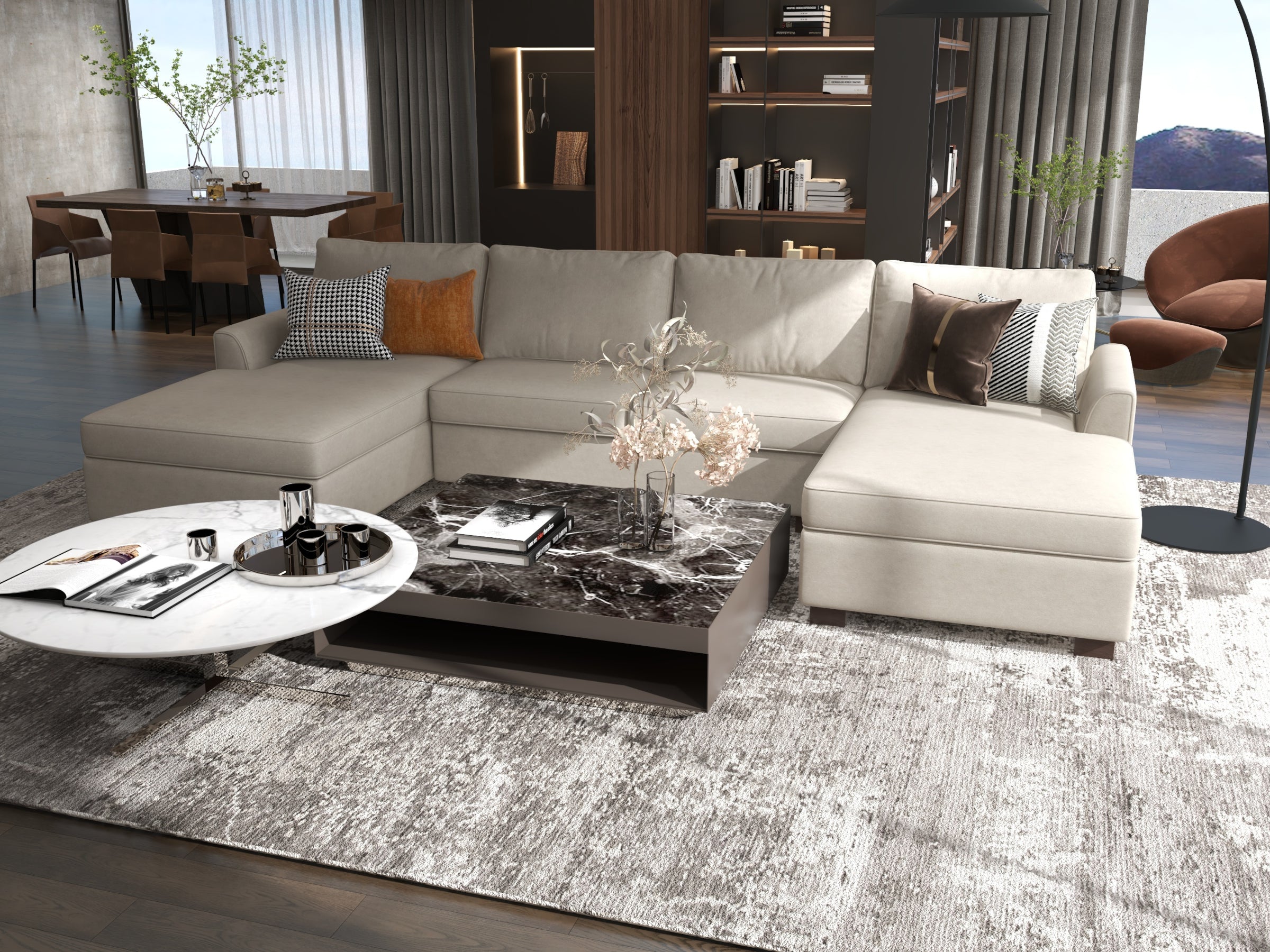 Tiffany Double Chaise U Sectional Sofa