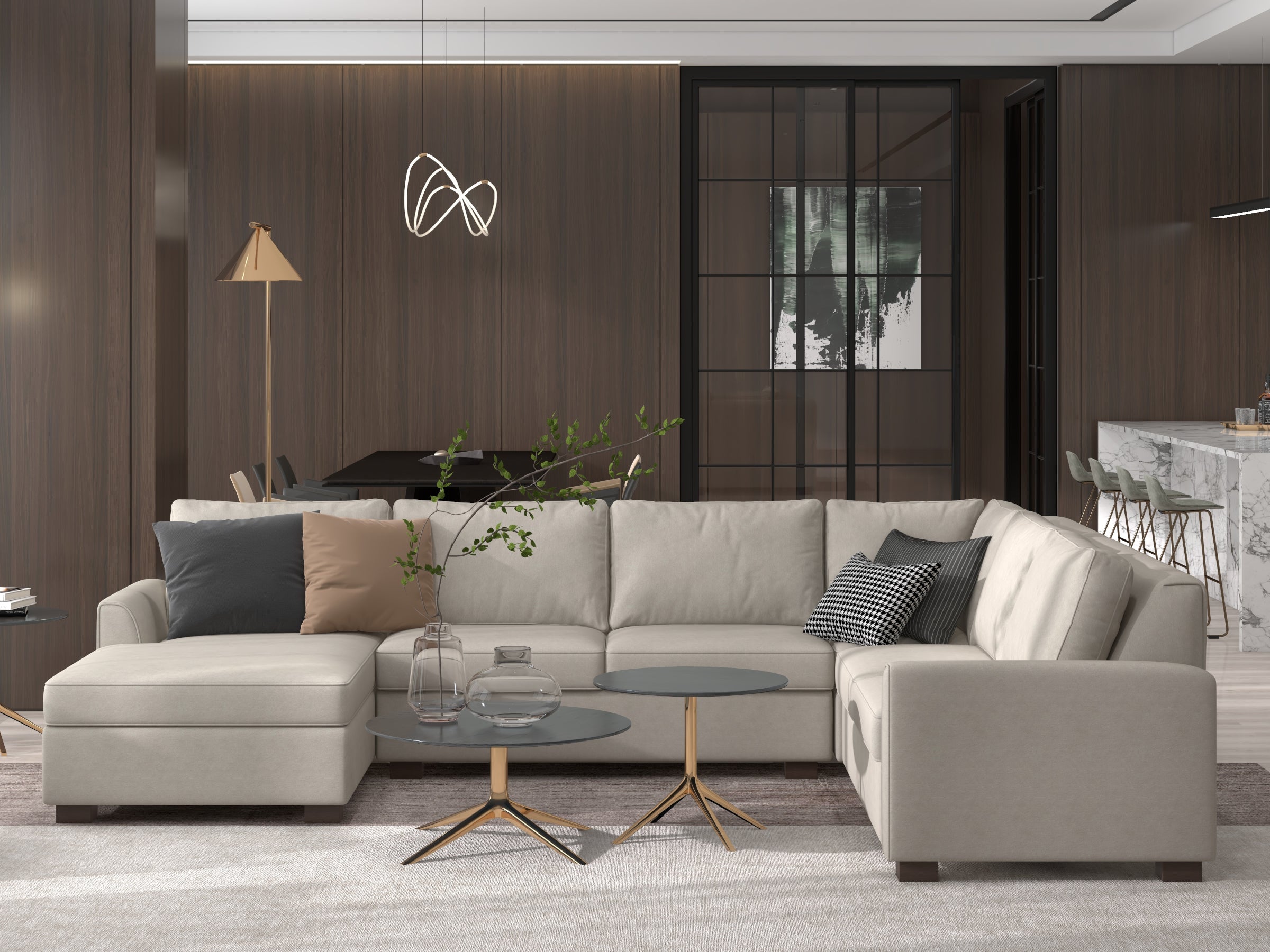 Tiffany U Sectional with Chaise Sofa