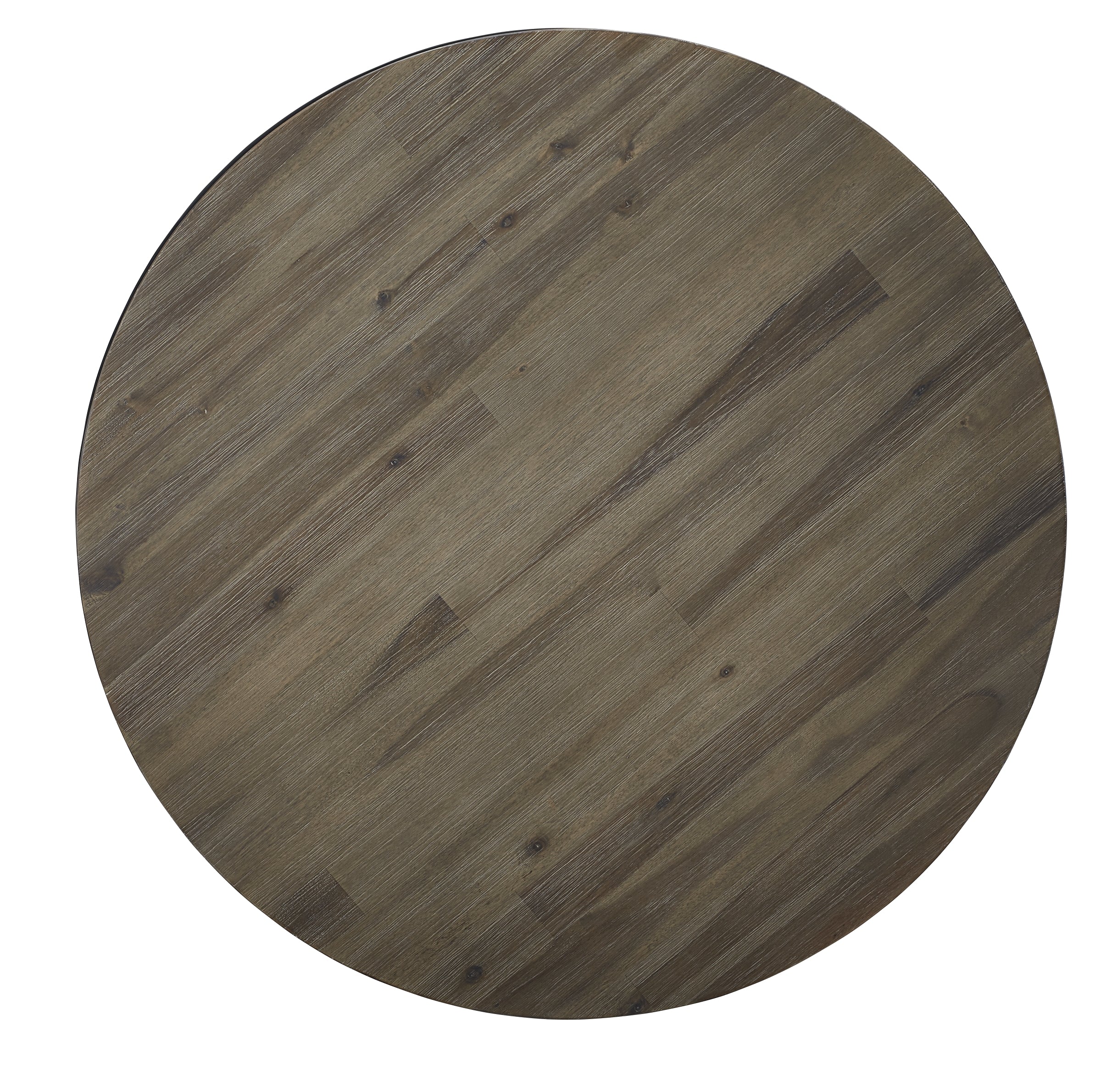 Canyon Solid Wood and Metal Round Coffee Table in Washed Grey