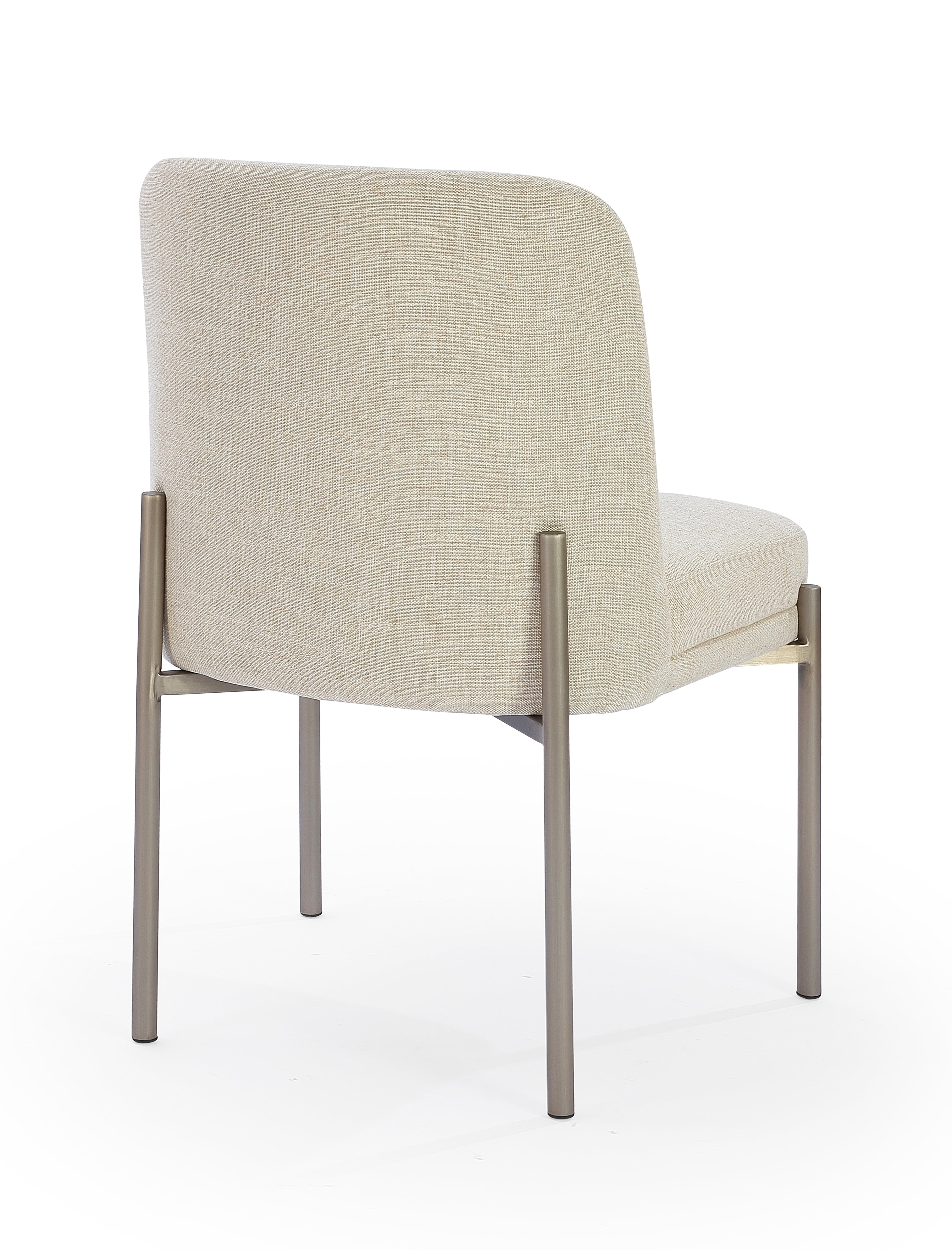 Dion Upholstered Dining Chair in Natural Light Linen and Brushed Nickel Metal (Set of 2)