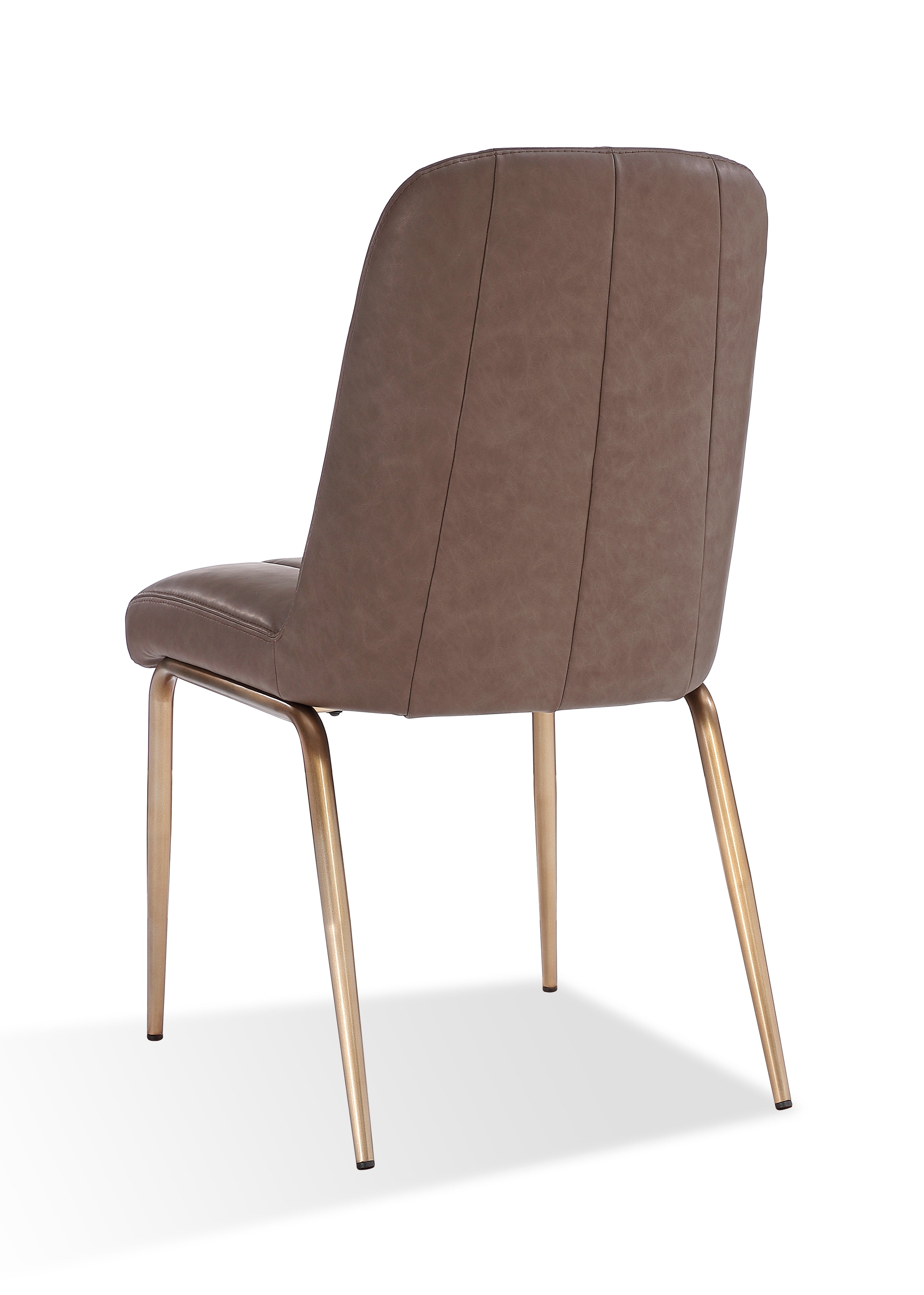 Apollo Upholstered Dining Chair in Cinnamon Synthetic Leather and Brushed Bronze Metal (Set of 2)