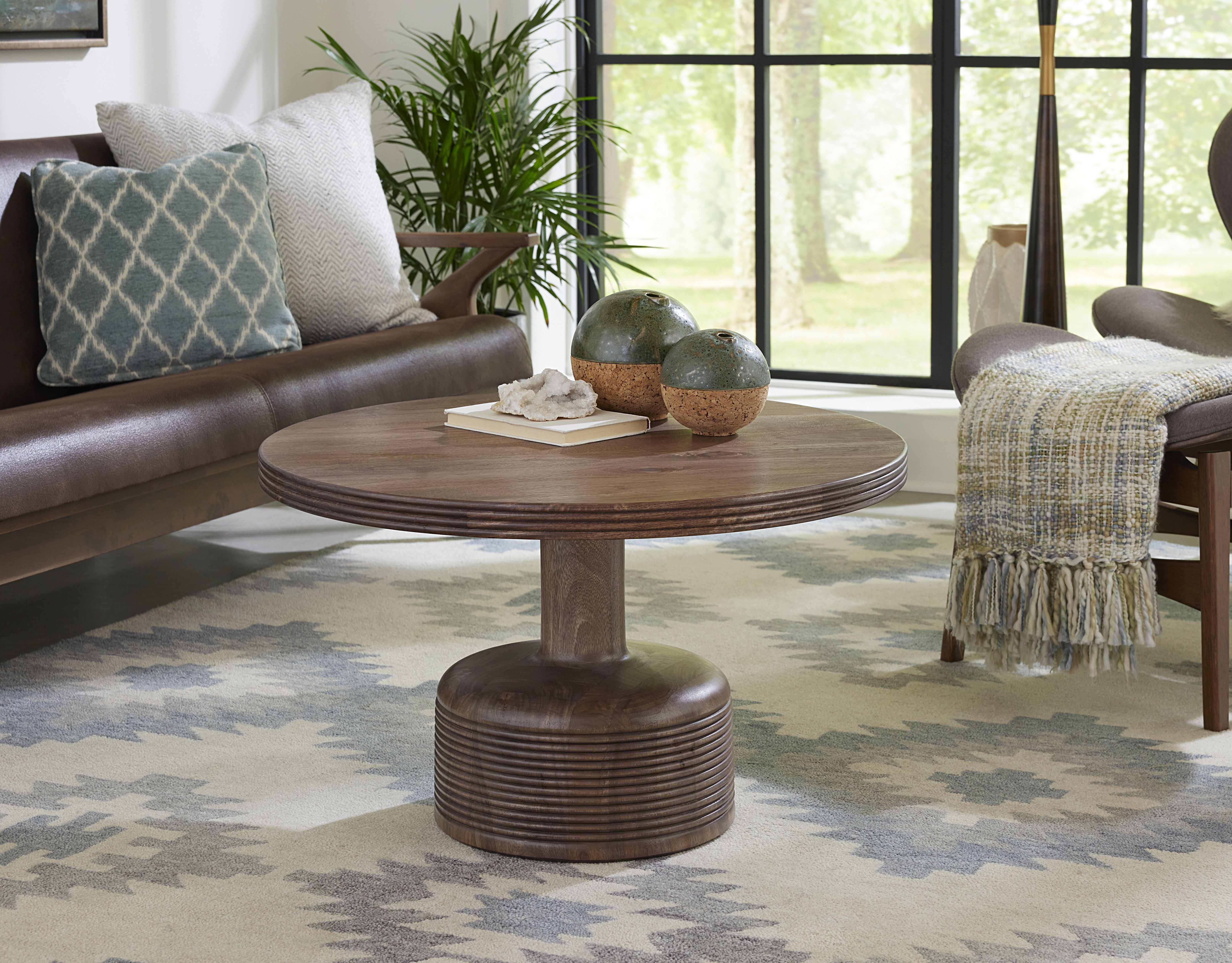 Liyana Solid Wood Round Coffee Table in Natural Tan