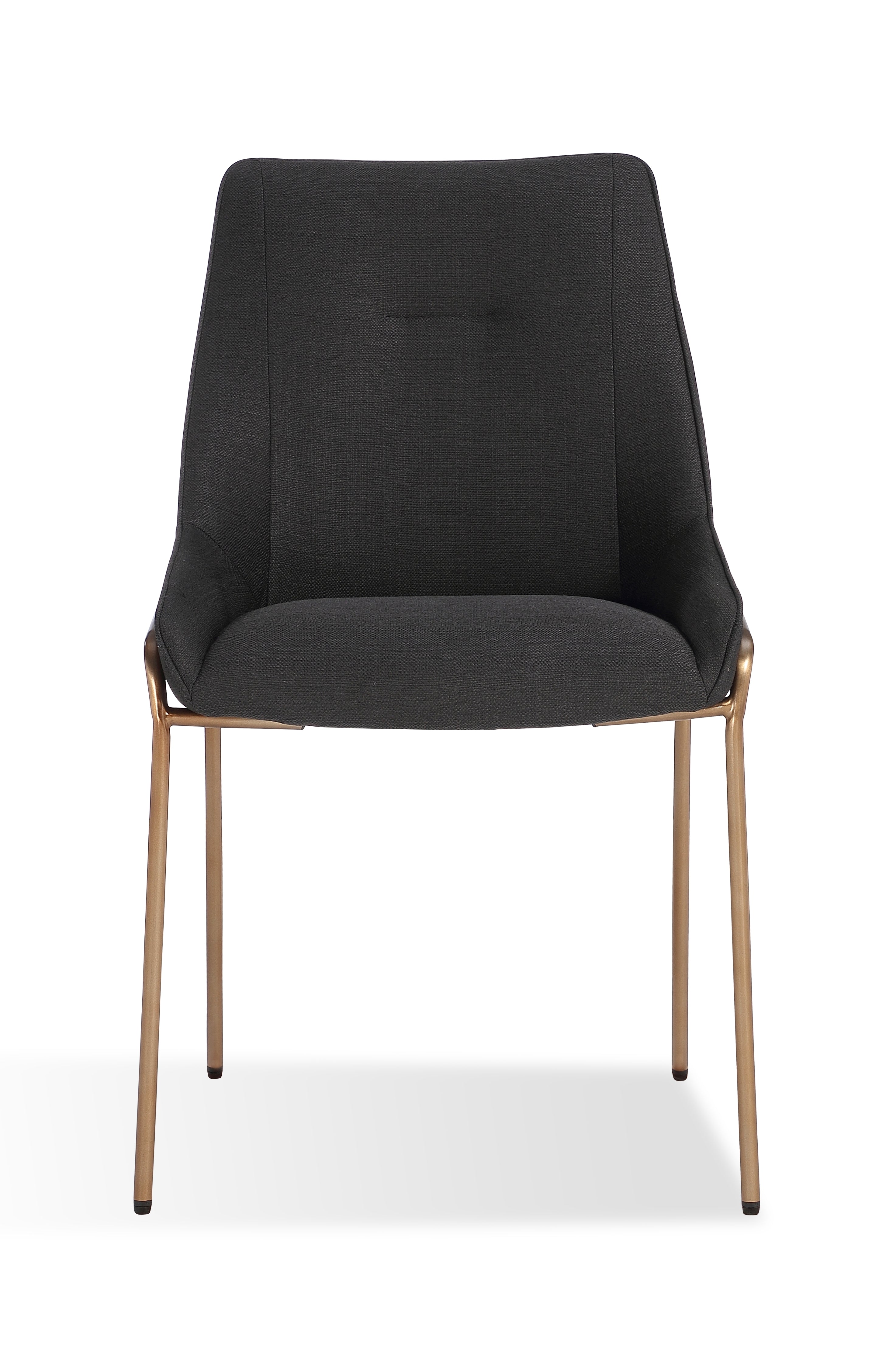 Cyrus Upholstered Dining Chair in Coal Fabric and Brushed Bronze Metal (Set of 2)