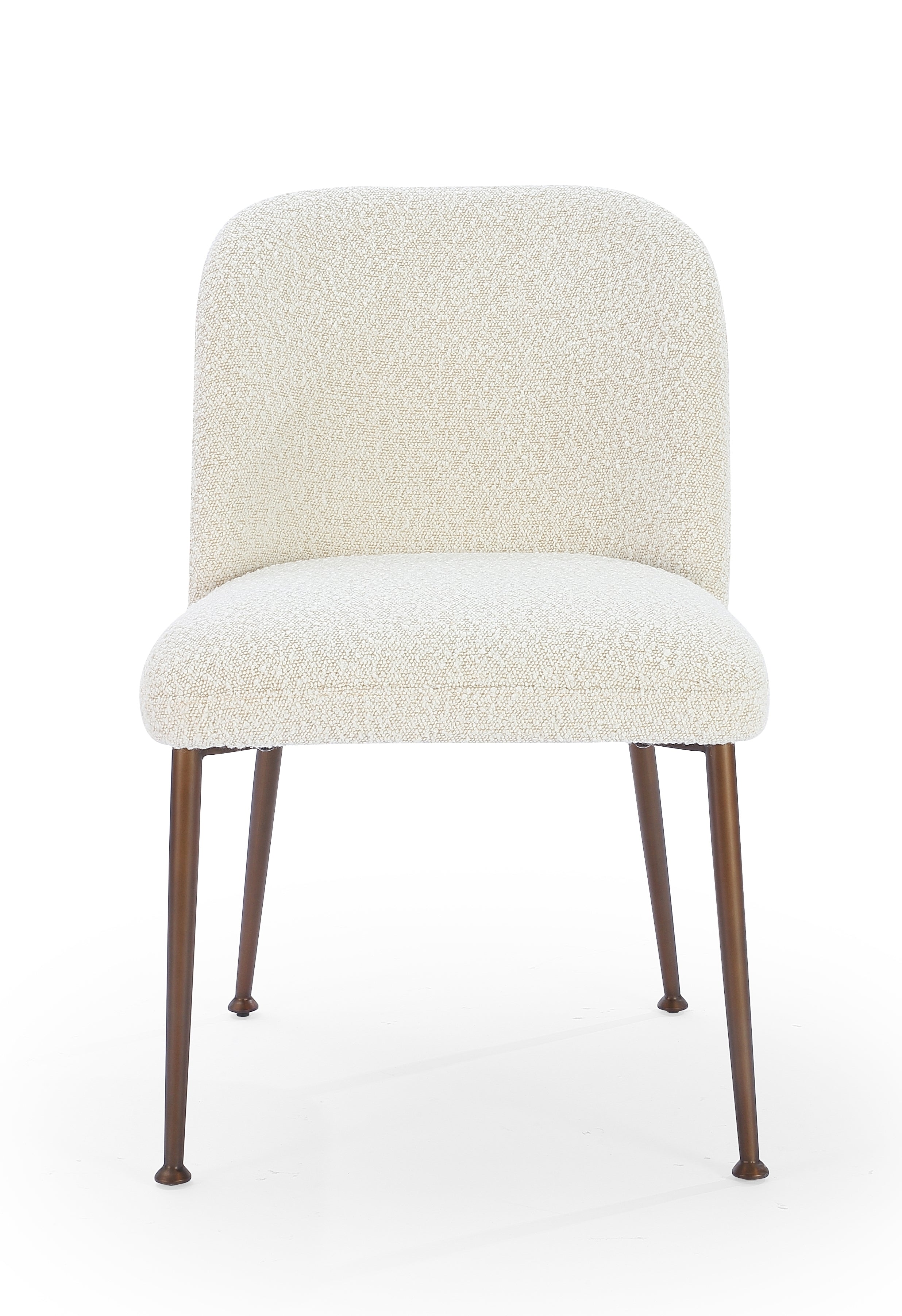 Avery Upholstered Dining Chair in Ricotta Boucle and Bronze Metal (Set of 2)