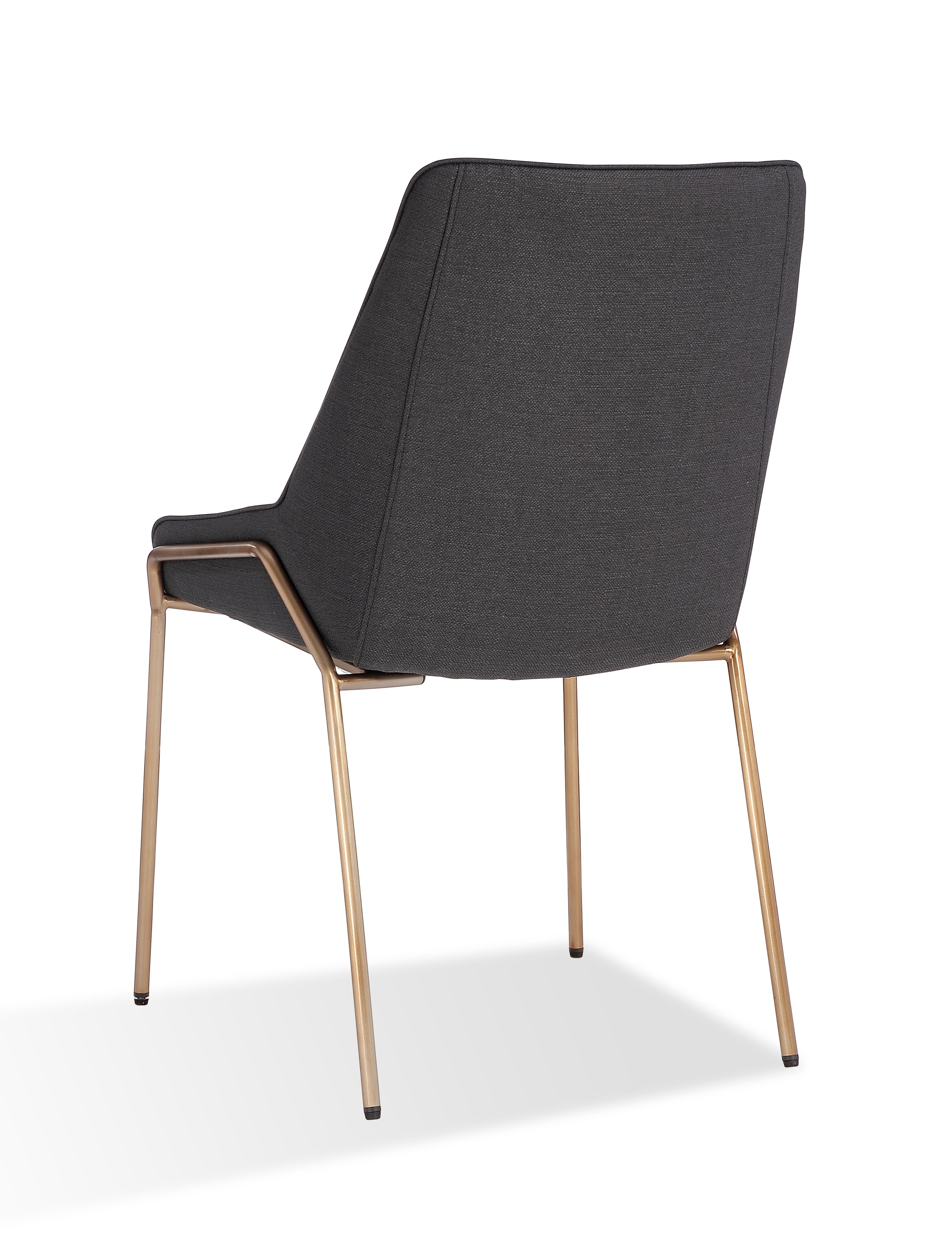 Cyrus Upholstered Dining Chair in Coal Fabric and Brushed Bronze Metal (Set of 2)