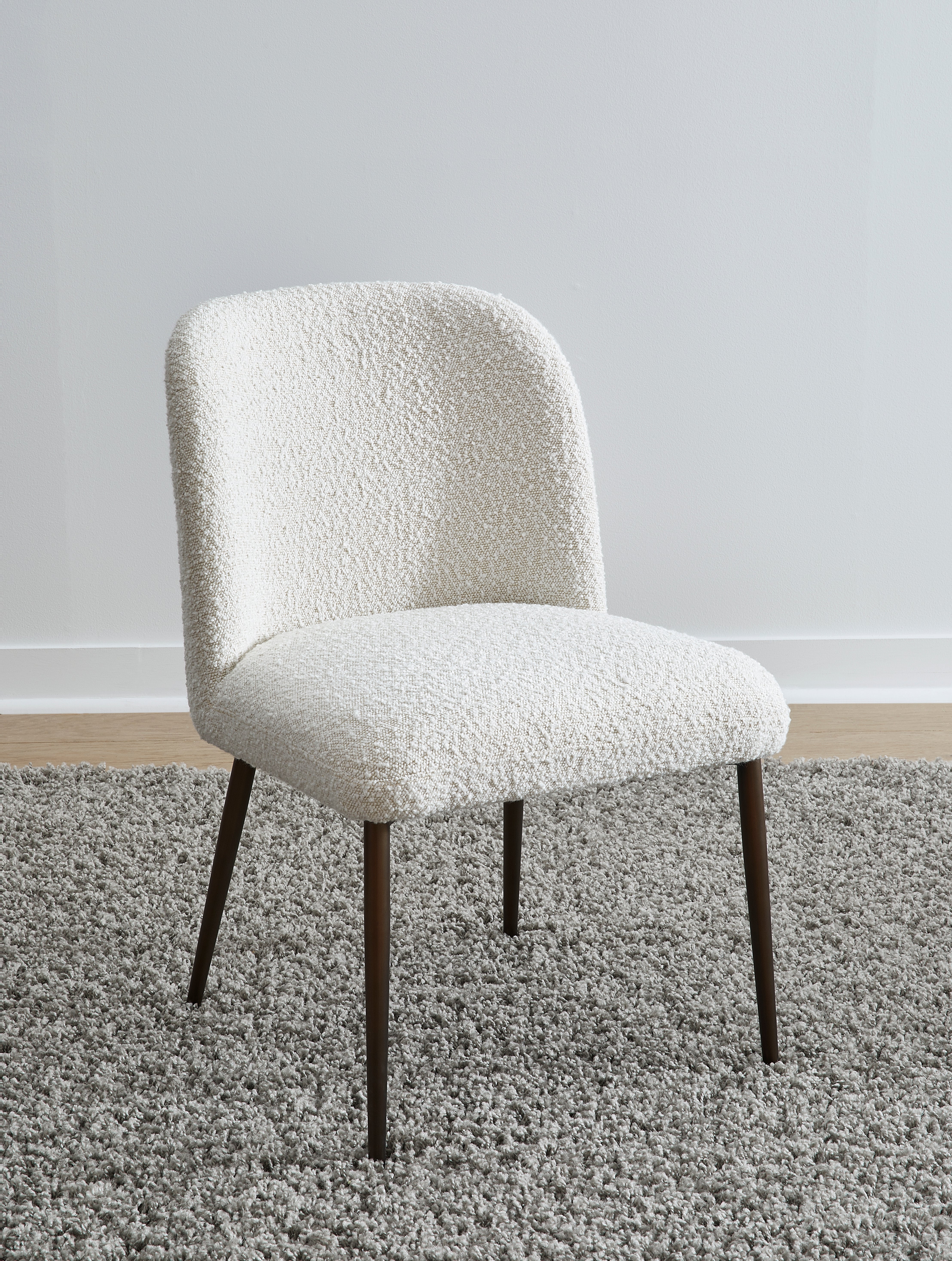 Avery Upholstered Dining Chair in Ricotta Boucle and Bronze Metal (Set of 2)