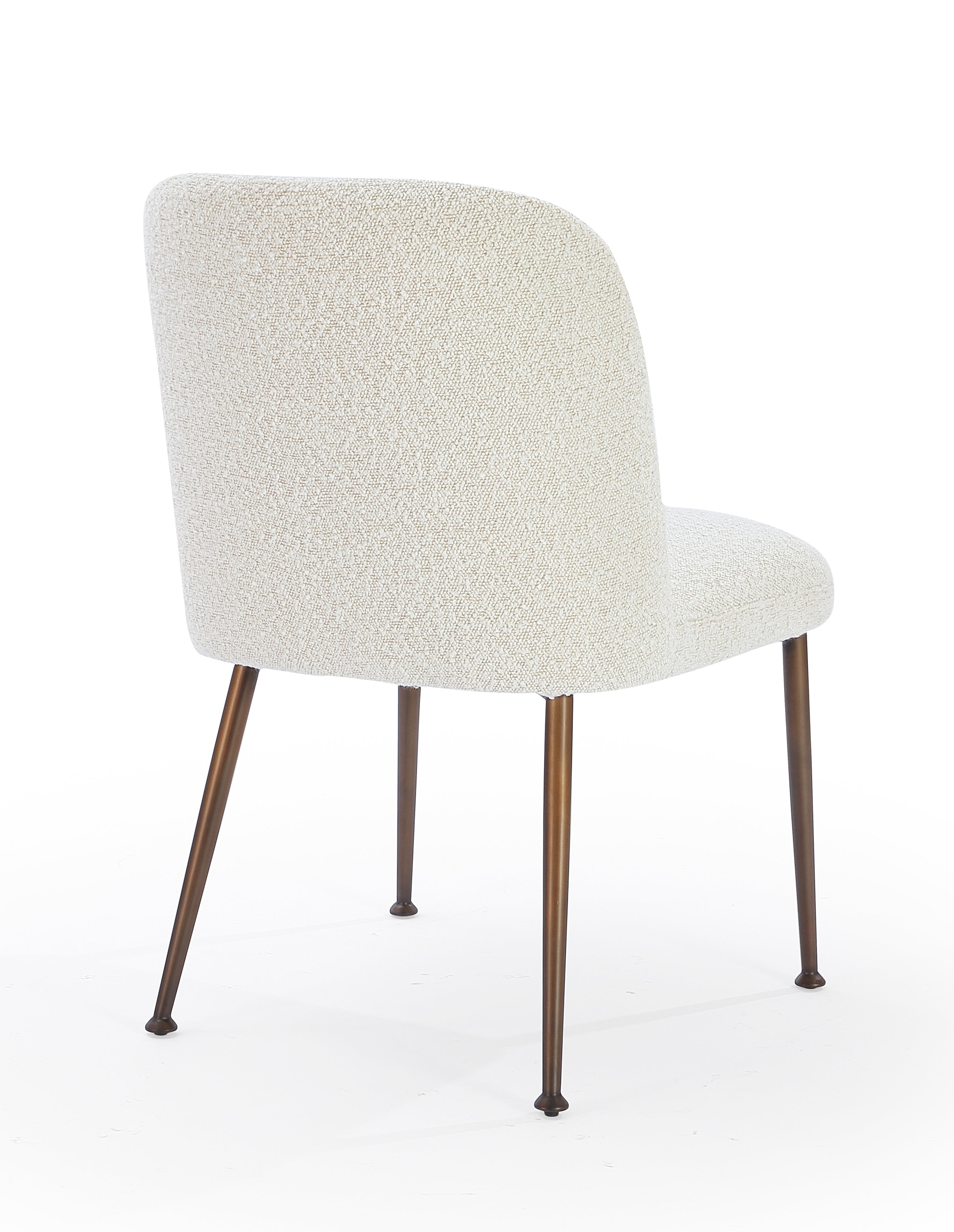 Avery Upholstered Dining Chair in Ricotta Boucle and Bronze Metal (Set of 2)
