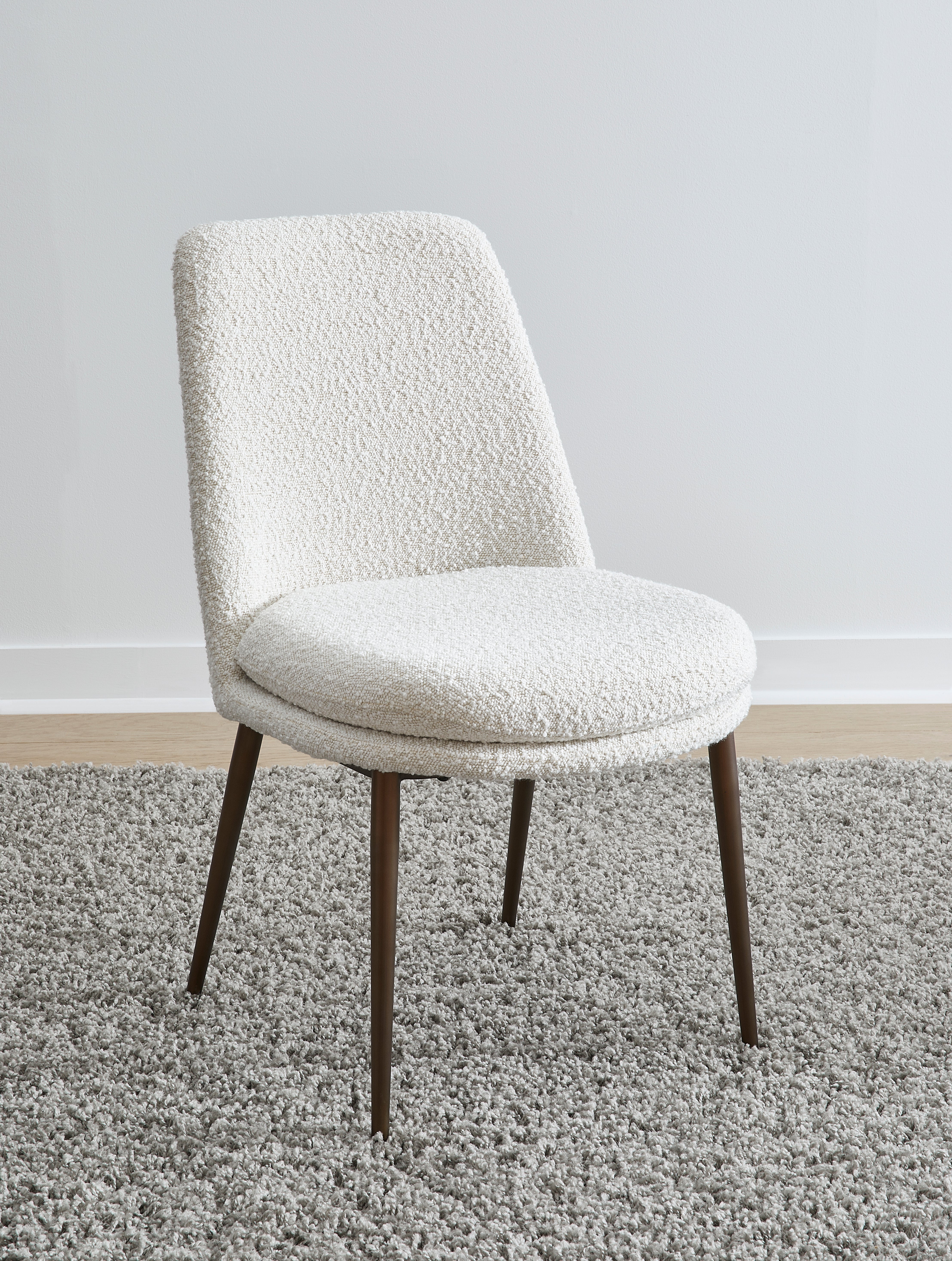 Wyatt Upholstered Dining Chair in Ricotta Boucle and Bronze Metal (Set of 2)