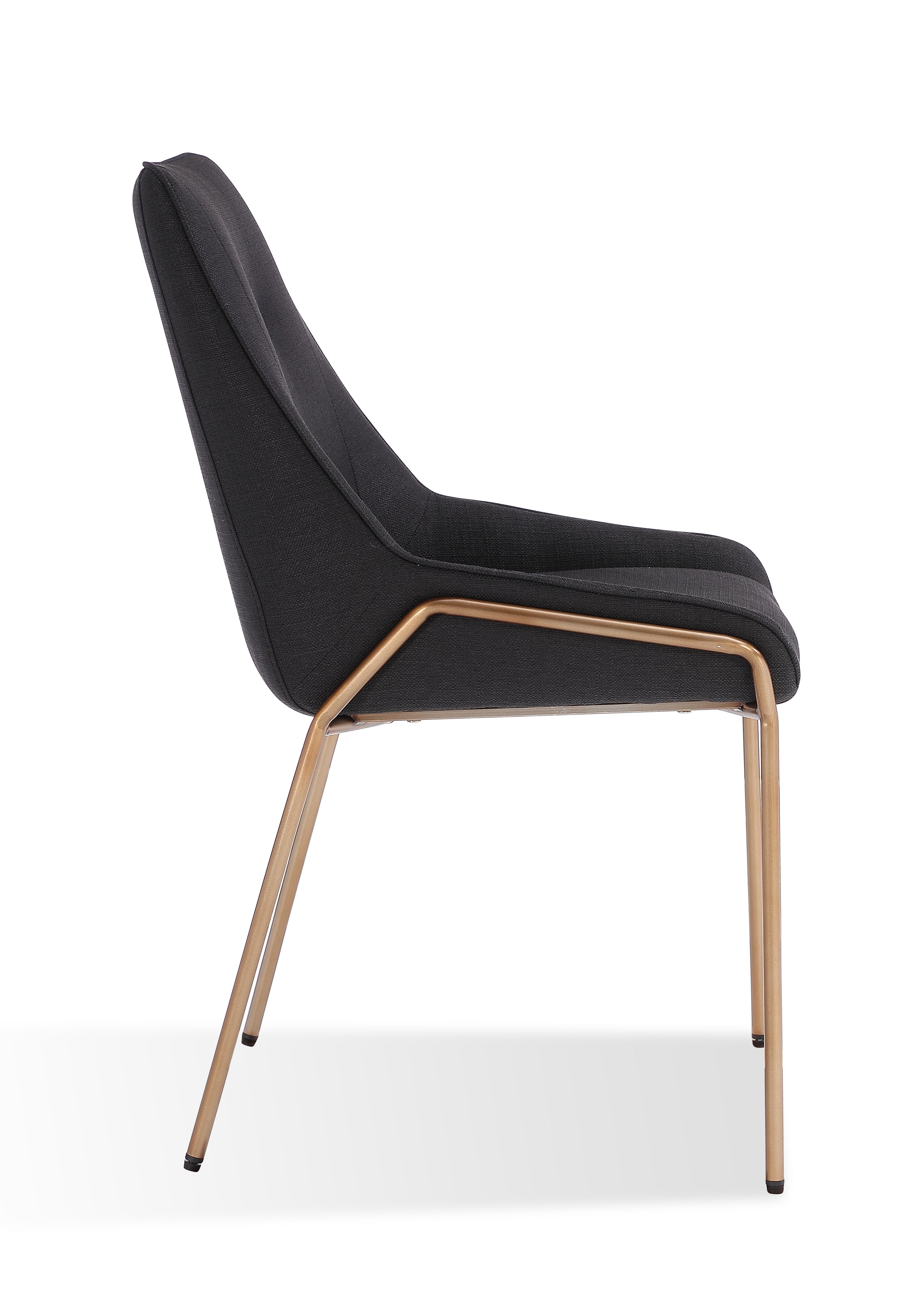 Cyrus Upholstered Dining Chair in Coal Fabric and Brushed Bronze Metal (Set of 2)