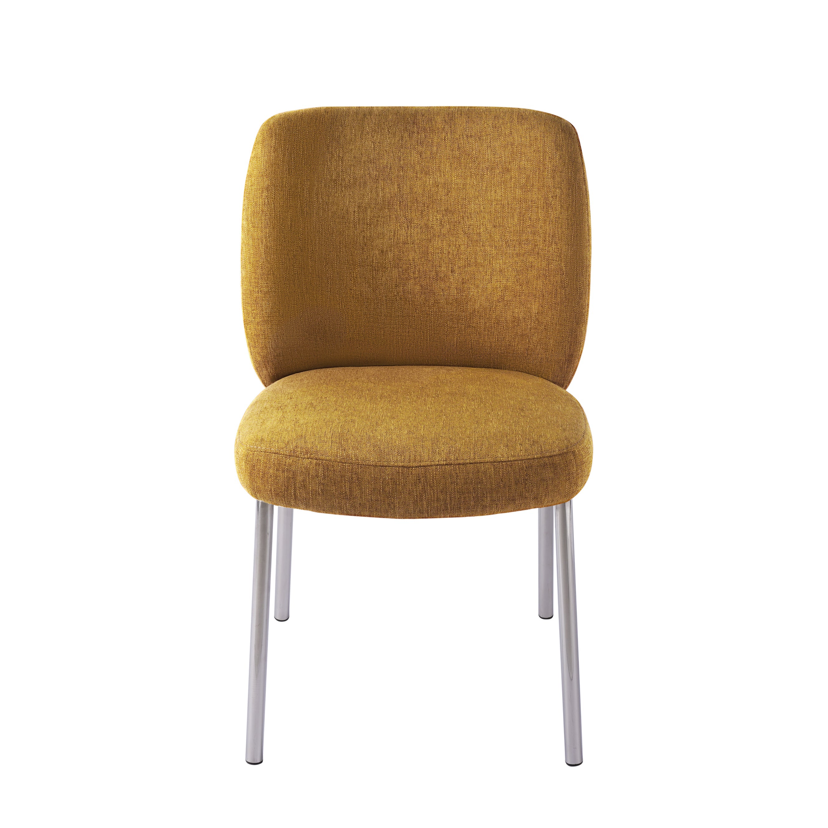 Fomo Chenille-upholstered Stainless Steel Base Dining Chair in Pineapple (Set of 2)
