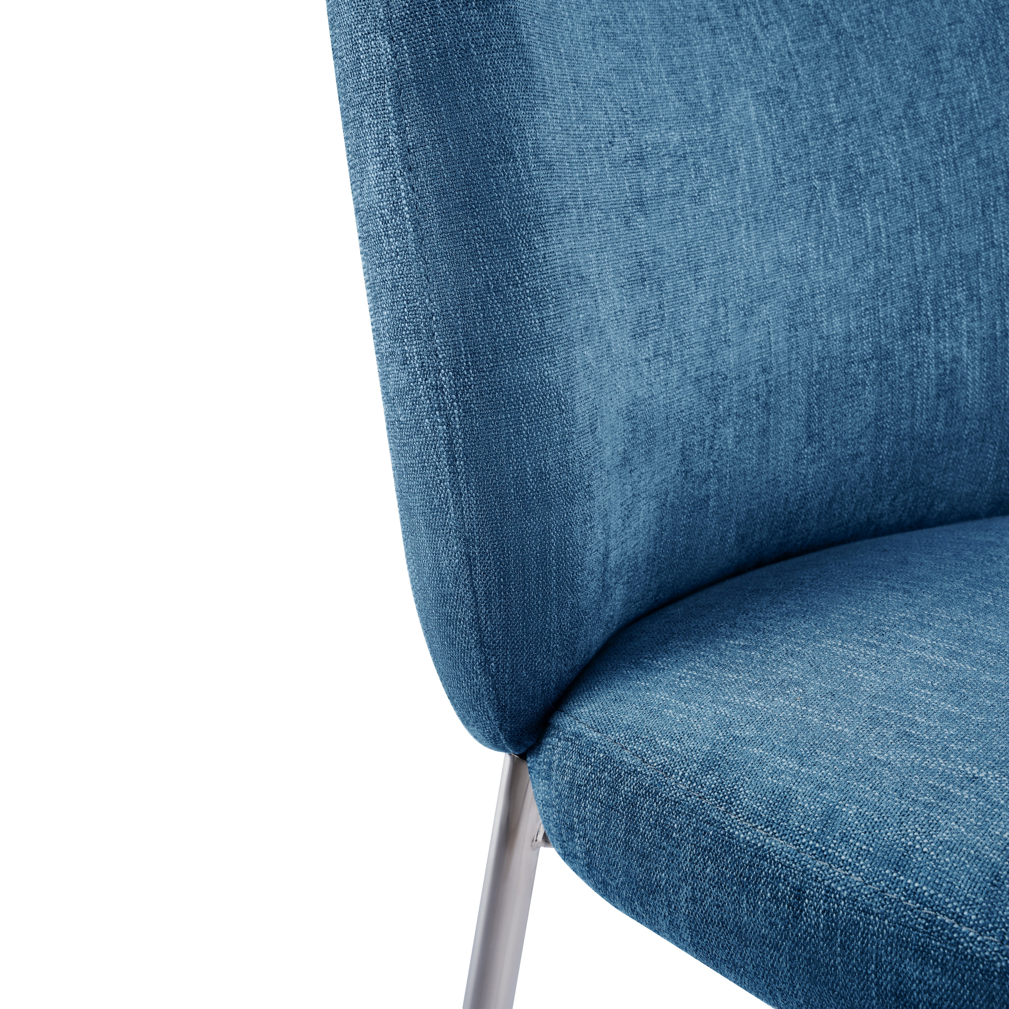 Fomo Chenille-upholstered Stainless Steel Base Dining Chair in Azure (Set of 2)