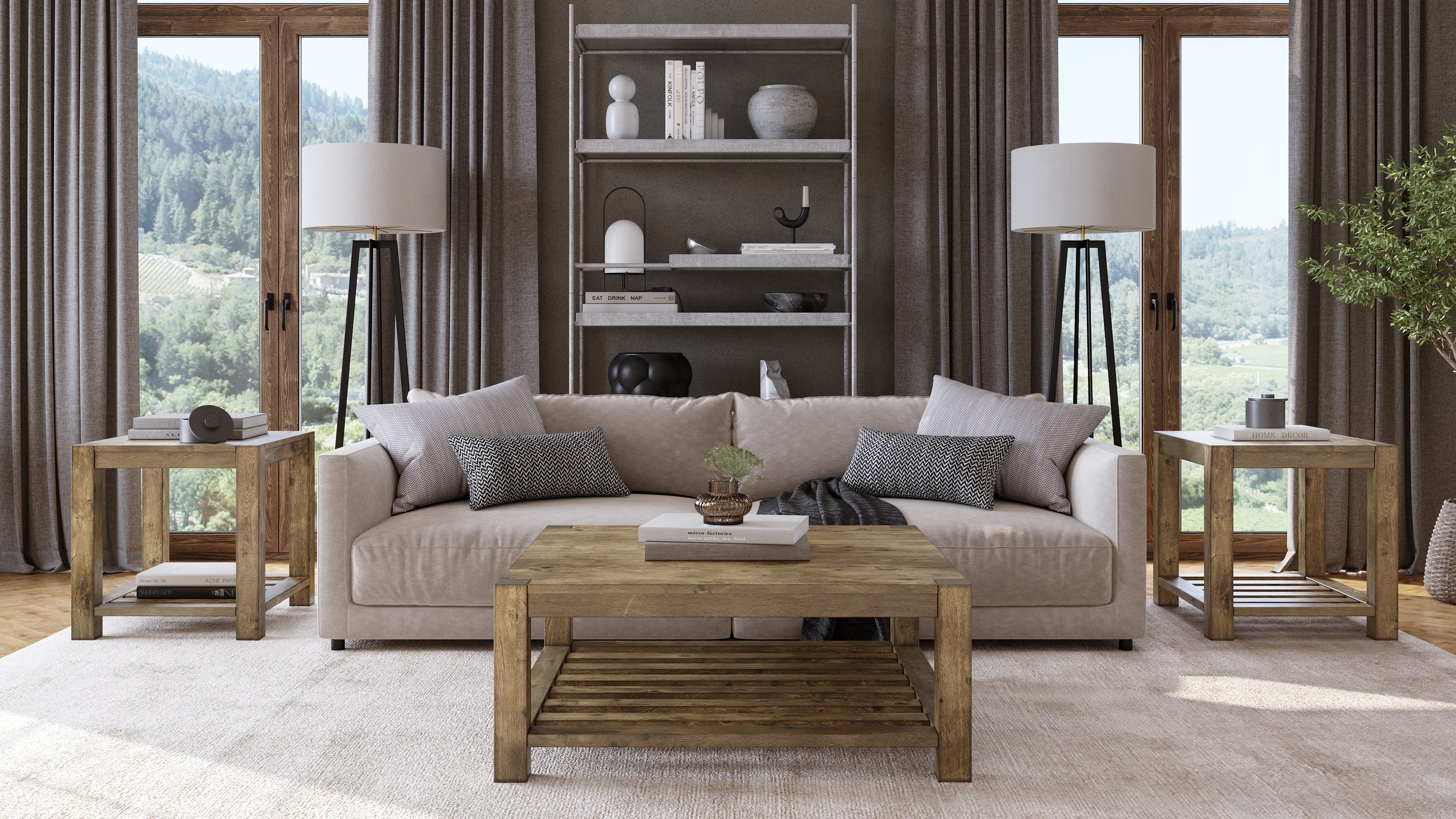 Canyon Solid Wood Square Coffee Table in Washed Grey - What A Room