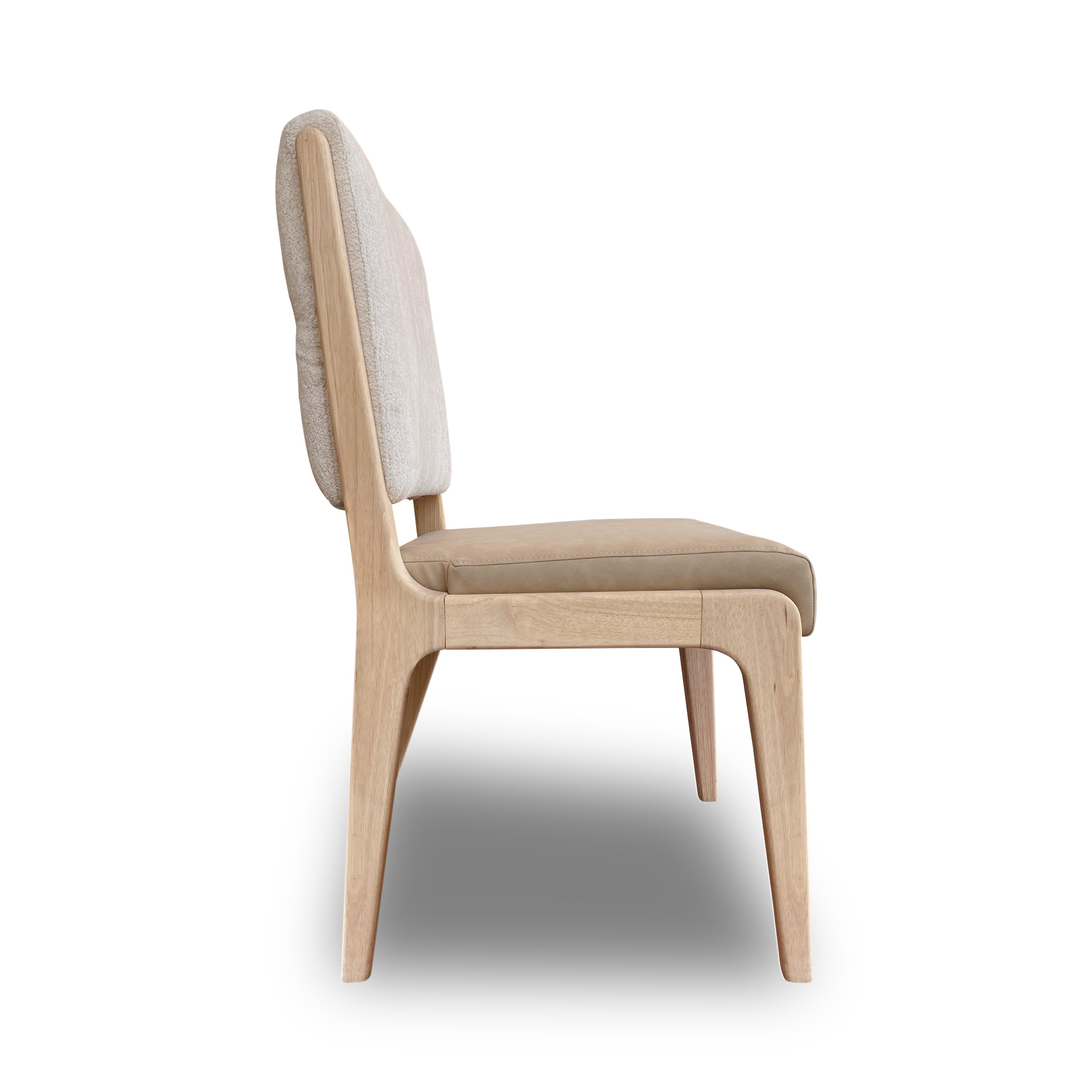 Zinnia Upholstered Dining Chair in White Sand, Buttermilk Leather and Dune Chenille (Set of 2)